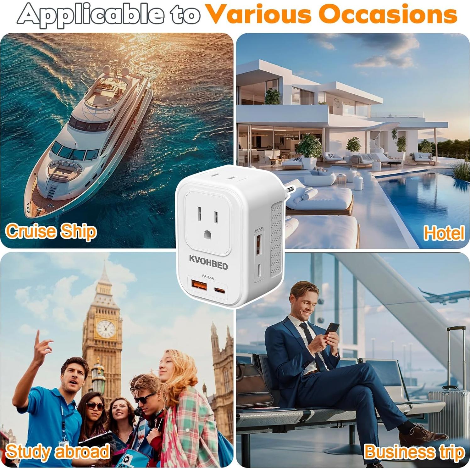 Convertidor de Voltaje KVOHBED 220V a 110V con USB