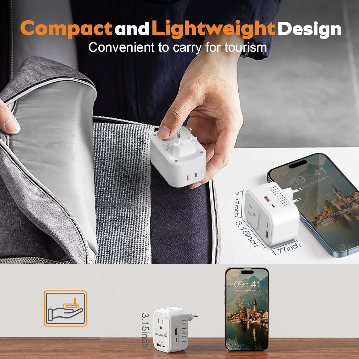 Convertidor de Voltaje KVOHBED 220V a 110V con USB