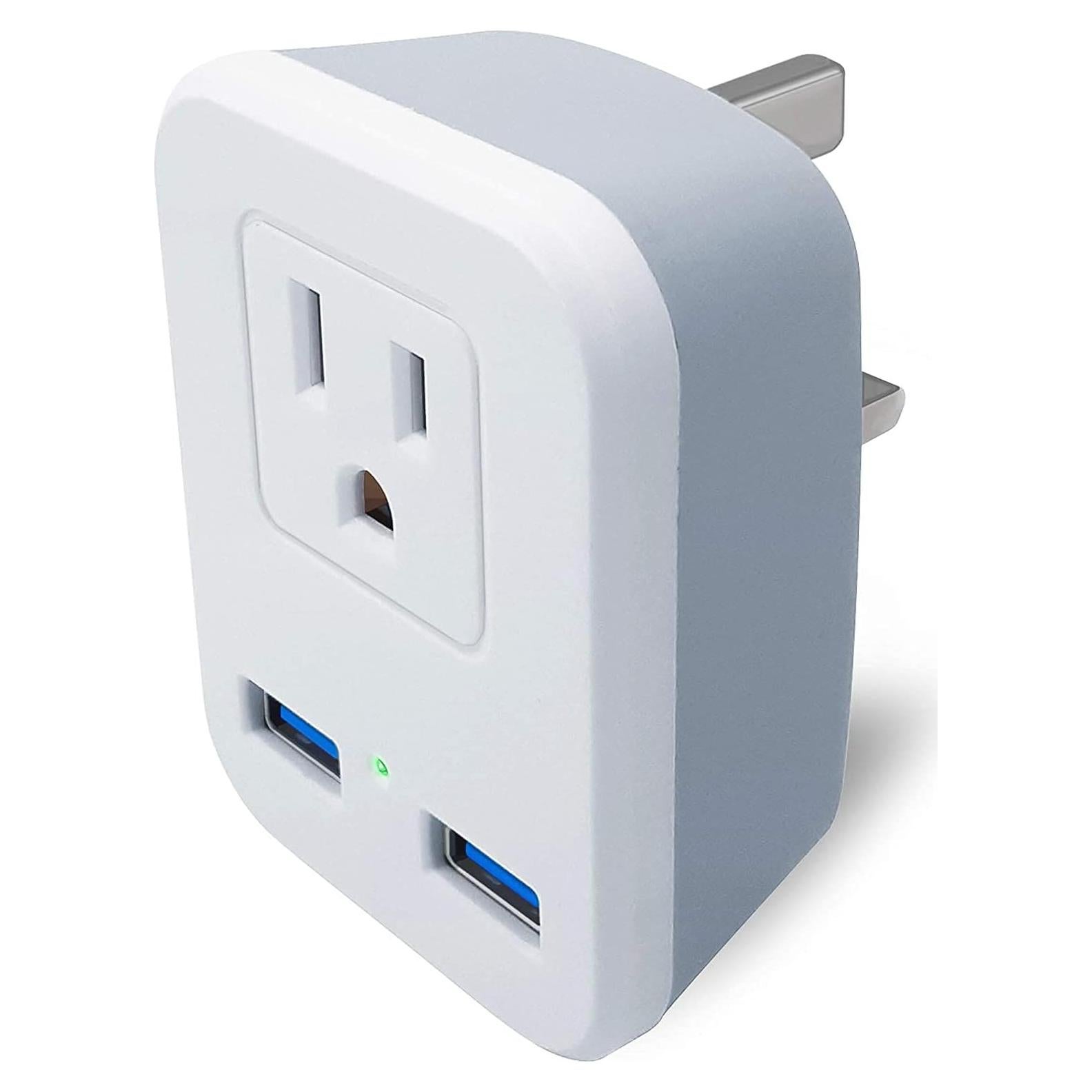 Adaptador de Enchufe Tipo G SOKOO con 2 USB - Viaje Reino Unido