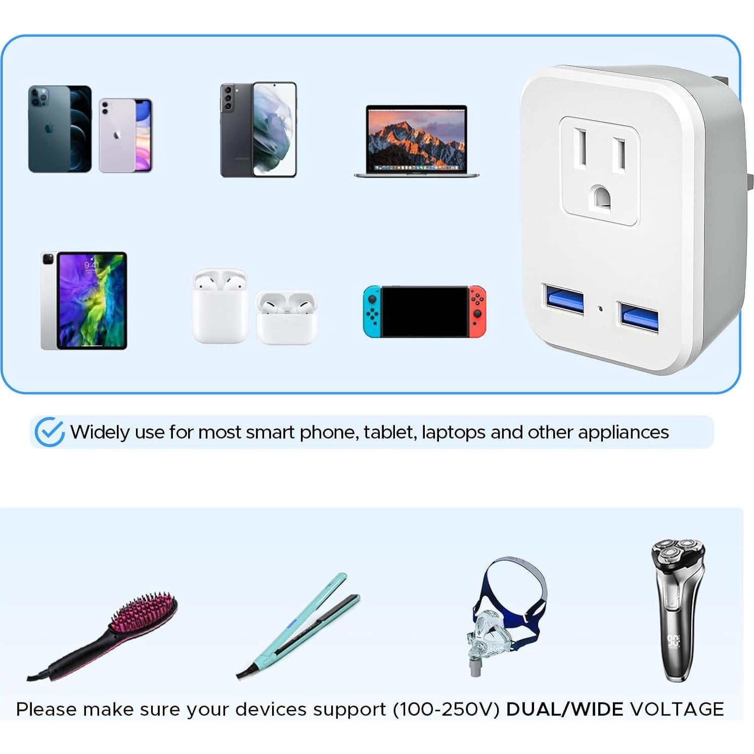 Adaptador de Enchufe Tipo G SOKOO con 2 USB - Viaje Reino Unido