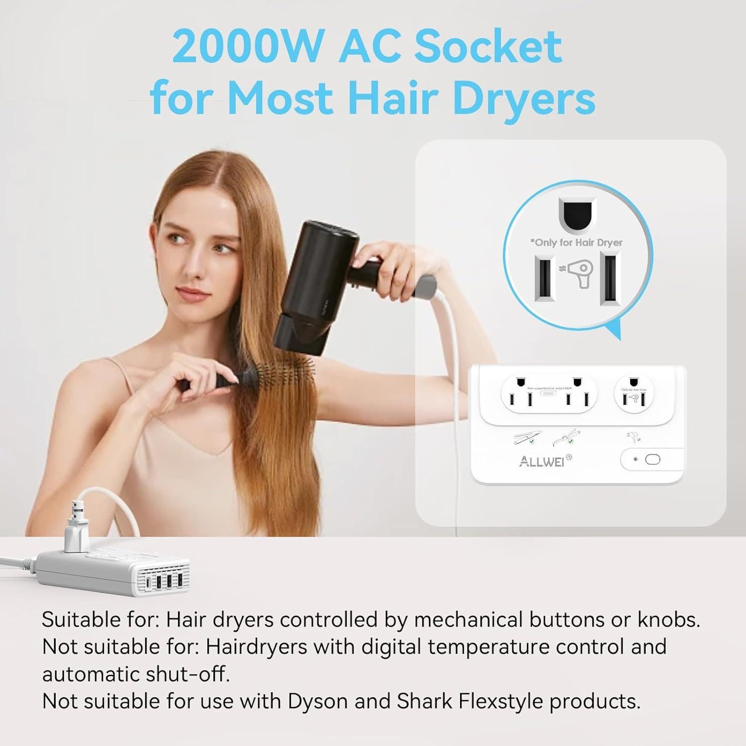 Convertidor de Voltaje ALLWEI 2000W 220V a 110V para Viajes