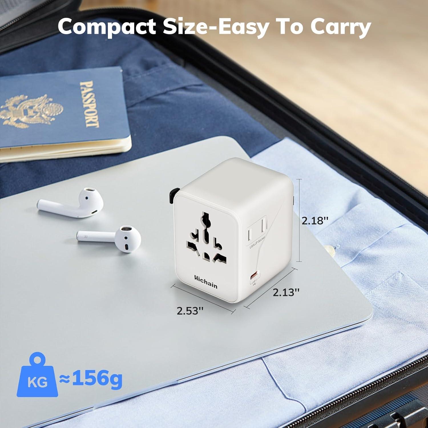 Adaptador de Viaje Universal Hichain 35W 7-en-1 Blanco