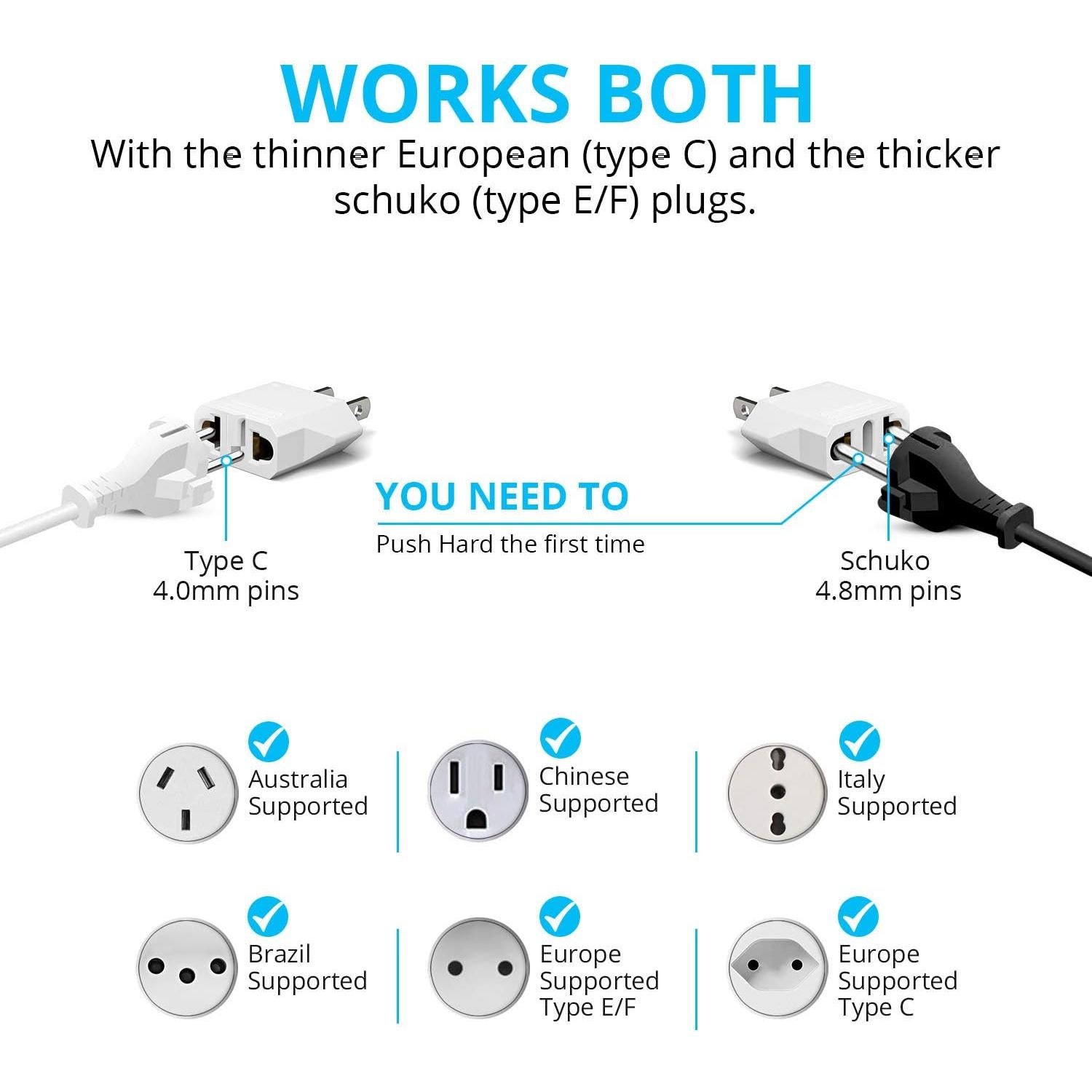 Adaptador de Enchufe de Viaje Unidapt Tipo A y B Blanco