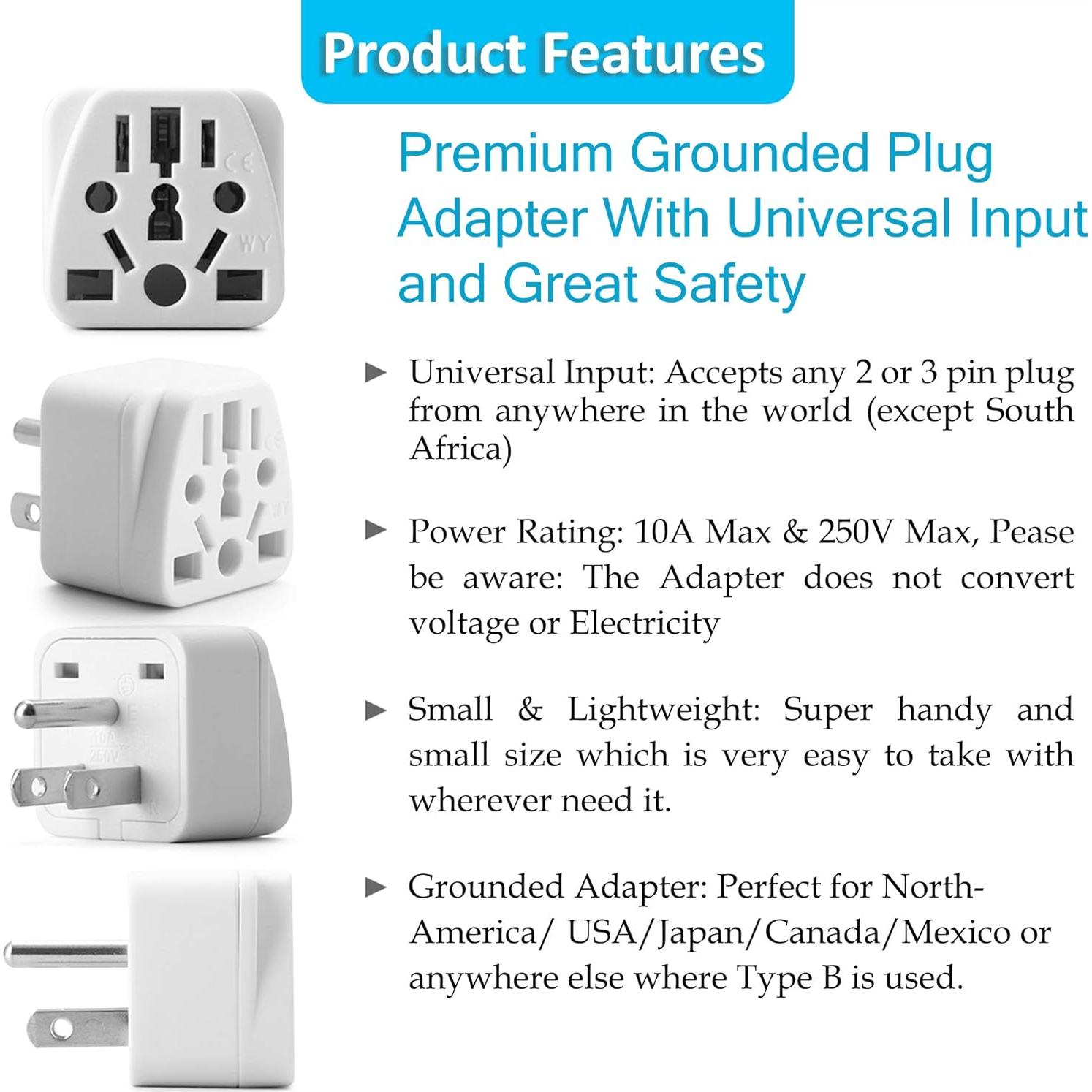 Adaptador de Enchufe de Viaje Unidapt Tipo A y B Blanco