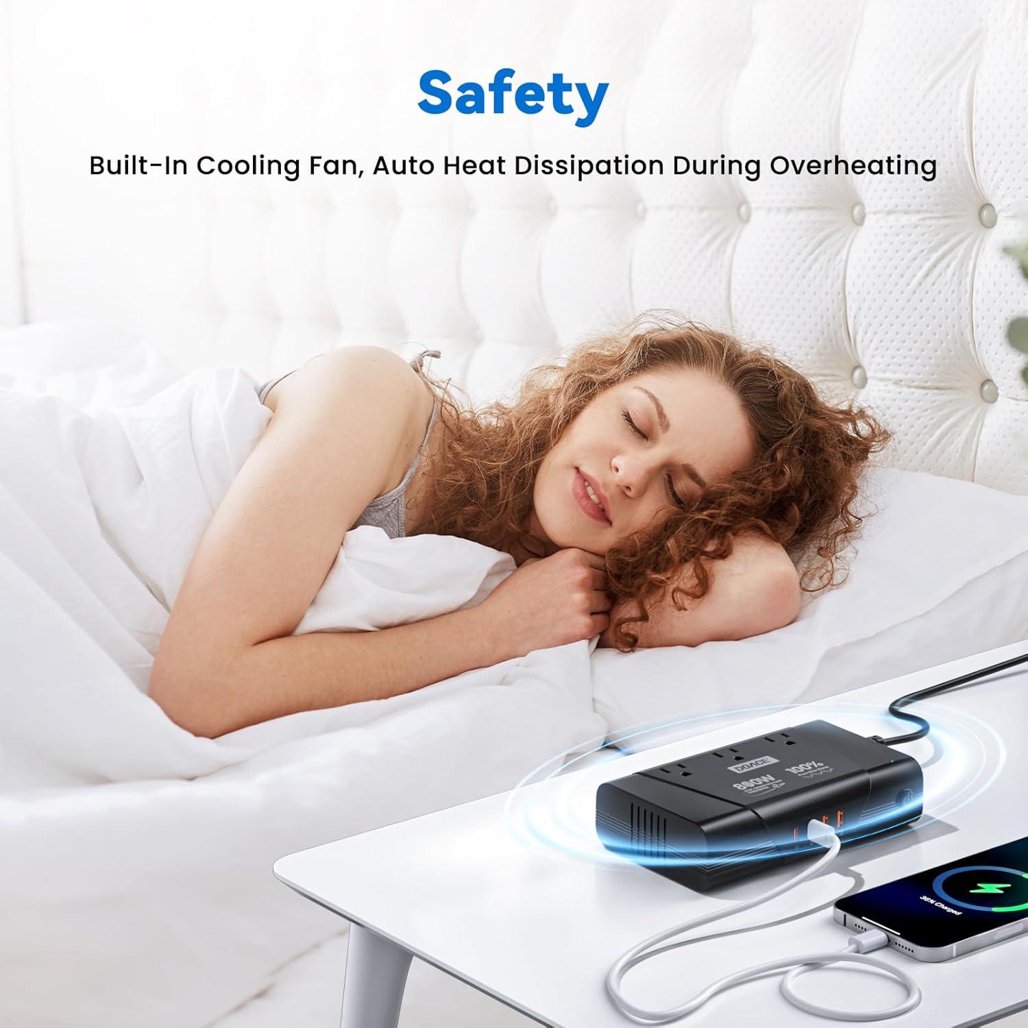 DOACE Adaptador de Viaje Universal 800W 220V a 110V Onda Sinusoidal