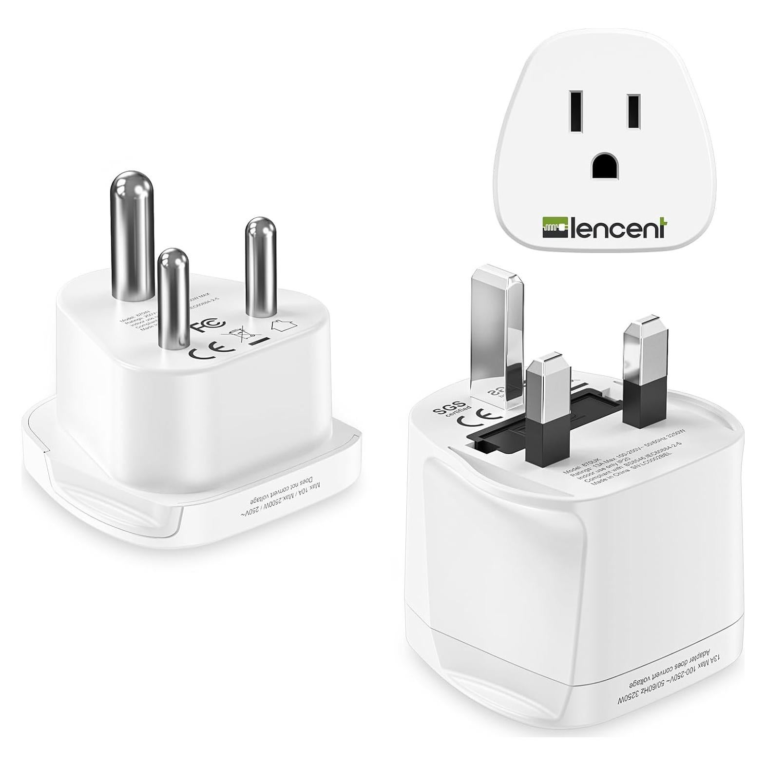 Adaptador de viaje LENCENT Tipo D y G para Sri Lanka y Maldivas