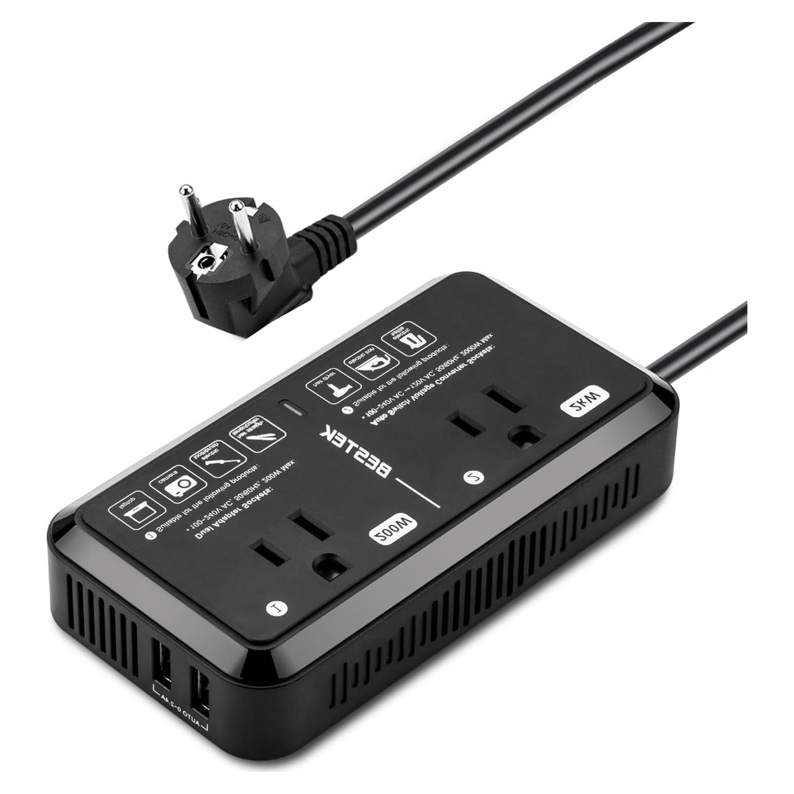 Convertidor de Voltaje 2000W BESTEK 220V a 110V con USB