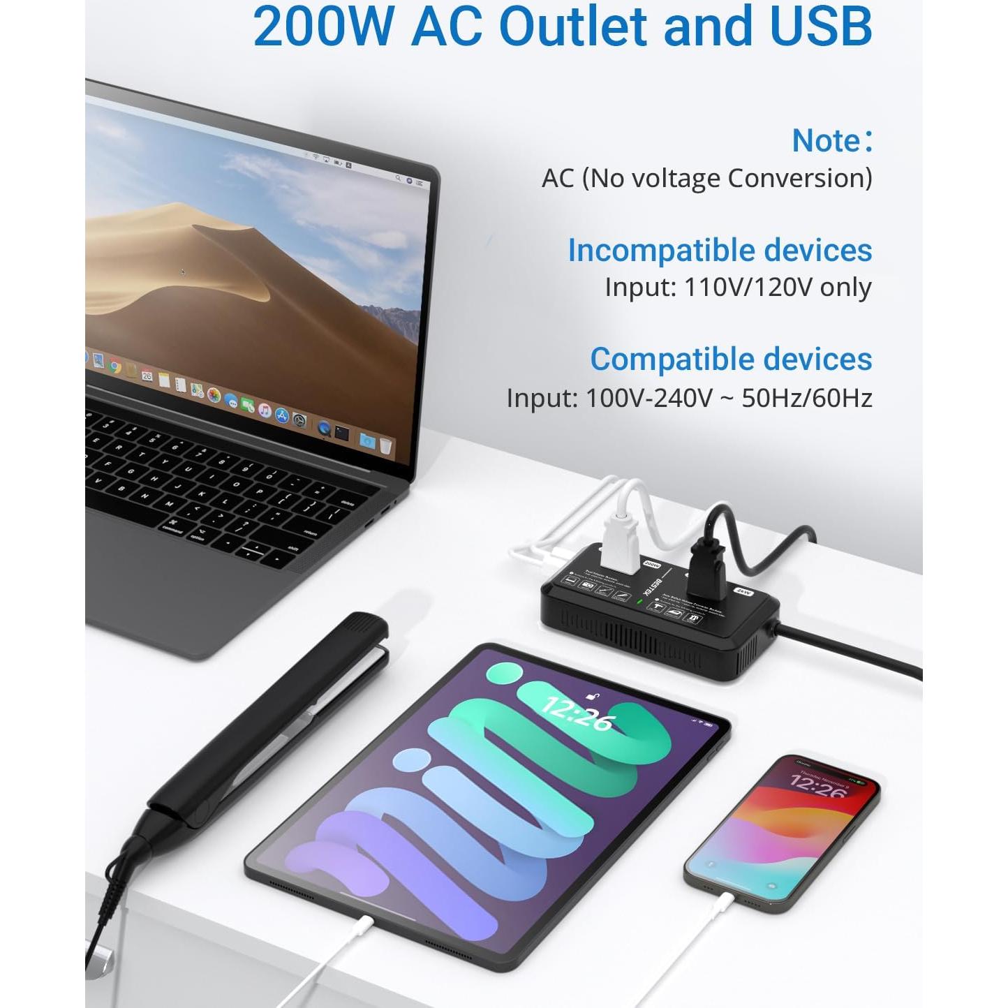 Convertidor de Voltaje 2000W BESTEK 220V a 110V con USB