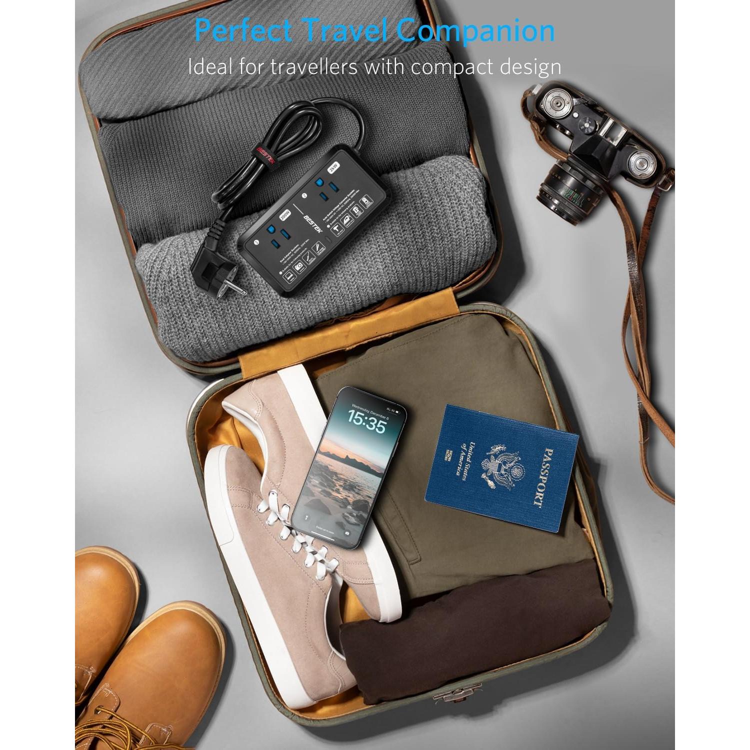 Convertidor de Voltaje 2000W BESTEK 220V a 110V con USB