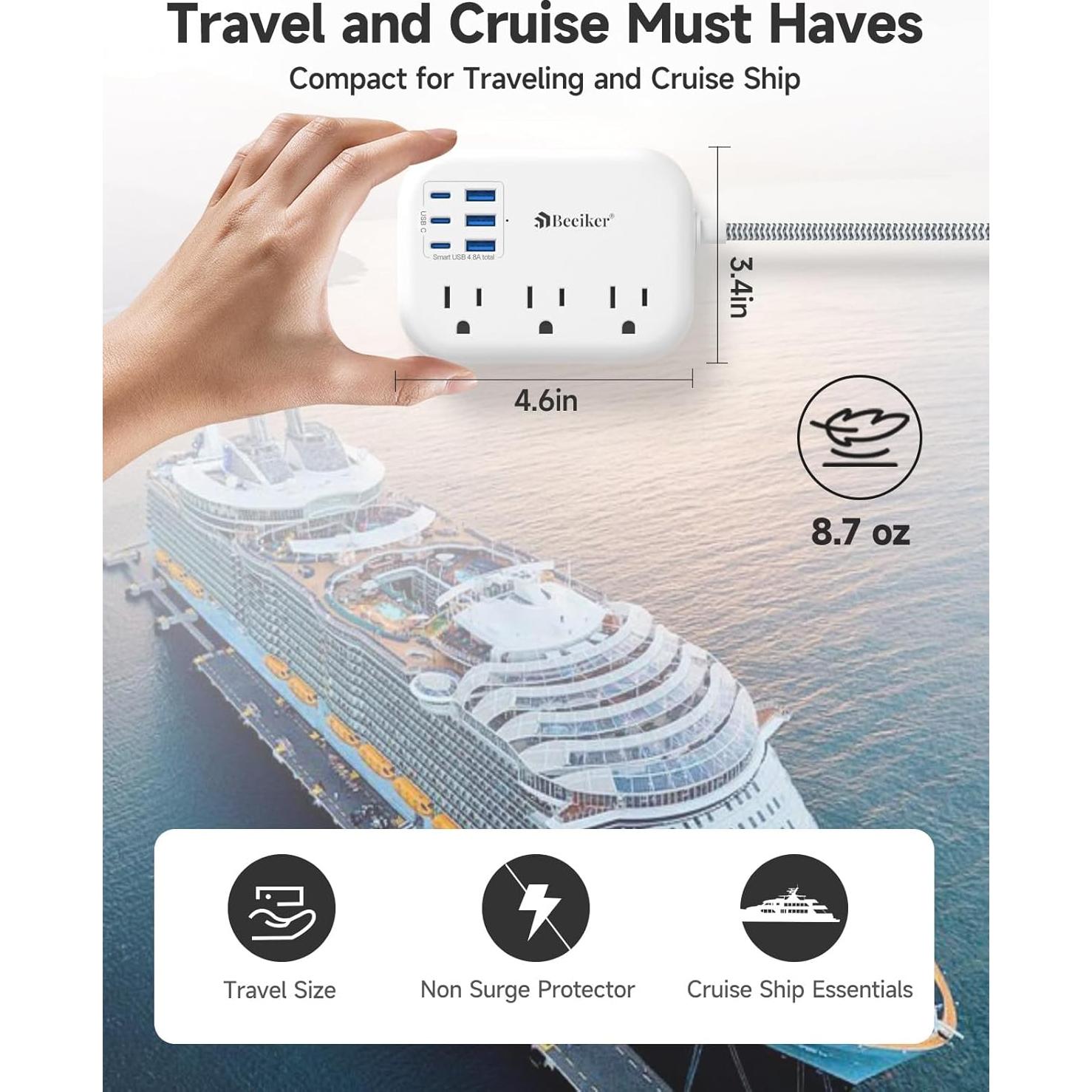 Regleta de Carga BEEIKER 6 USB (3 USB C) 24W 5ft Viaje