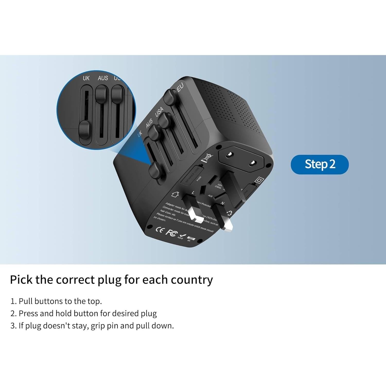 Adaptador de Viaje Internacional DONGGUAN 220V a 110V Negro
