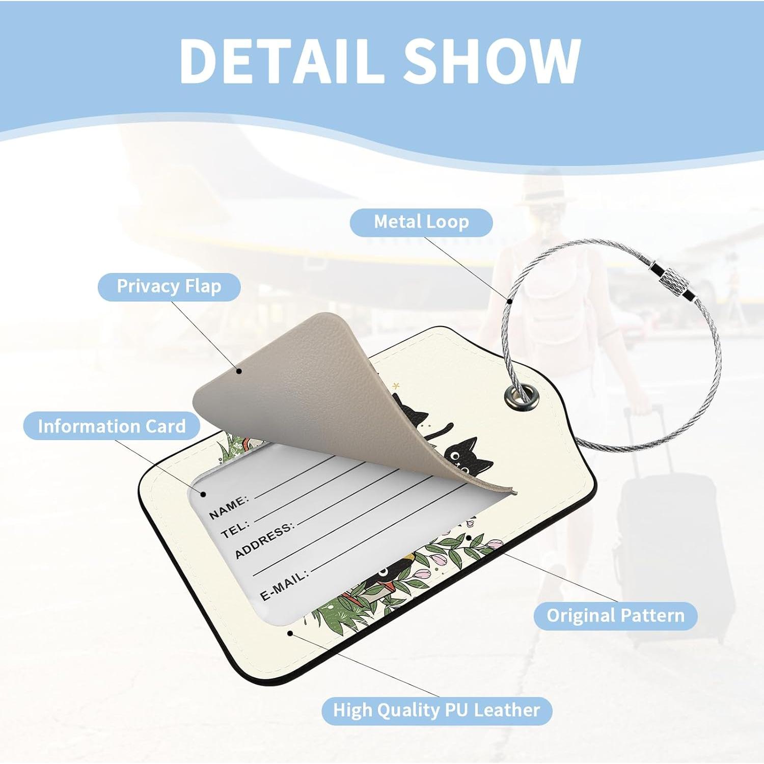 Etiqueta de Equipaje Nyixblyre Gato Negro 7.29x11.61cm