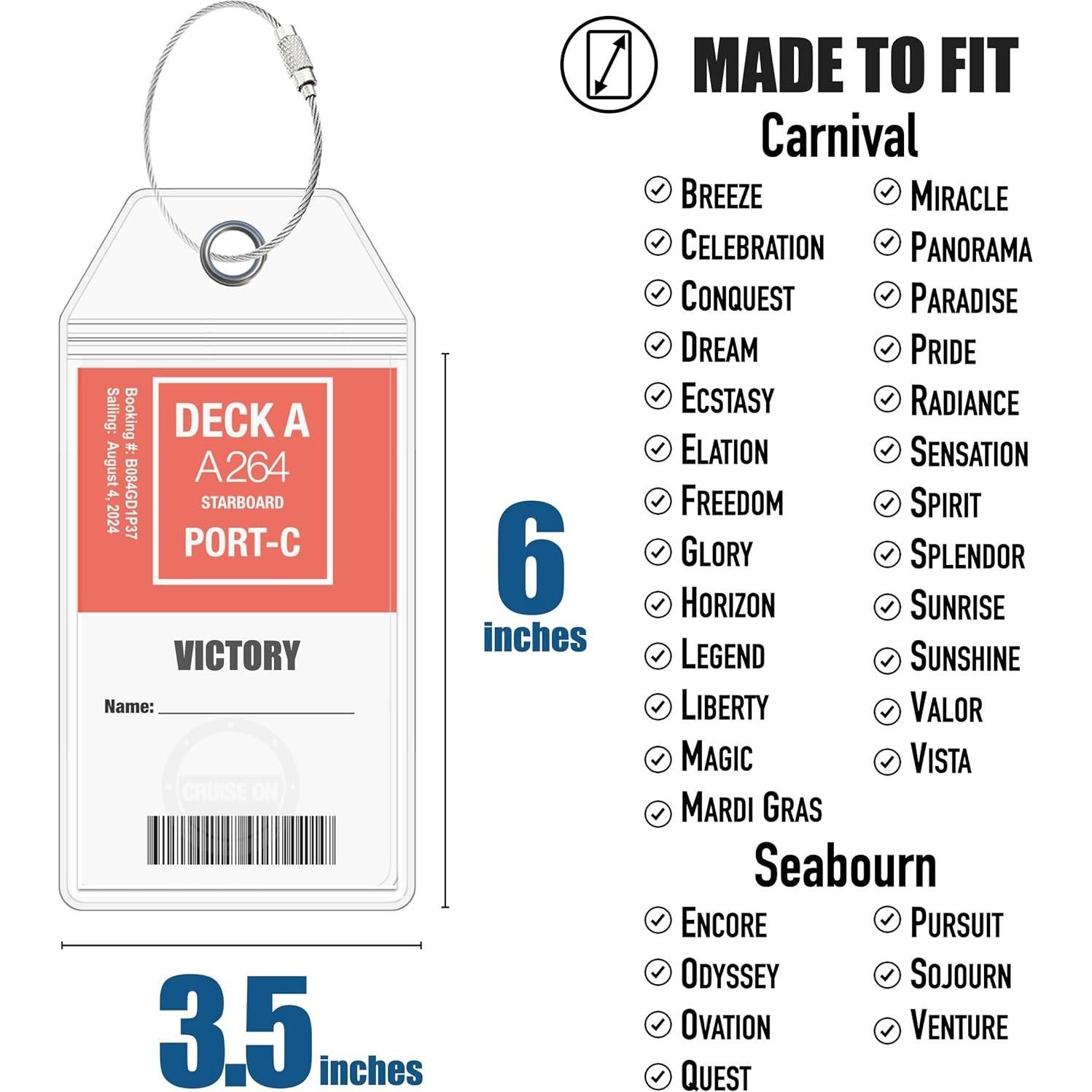 Etiquetas de Equipaje Impermeables Cruise On - 4 Piezas para Cruceros