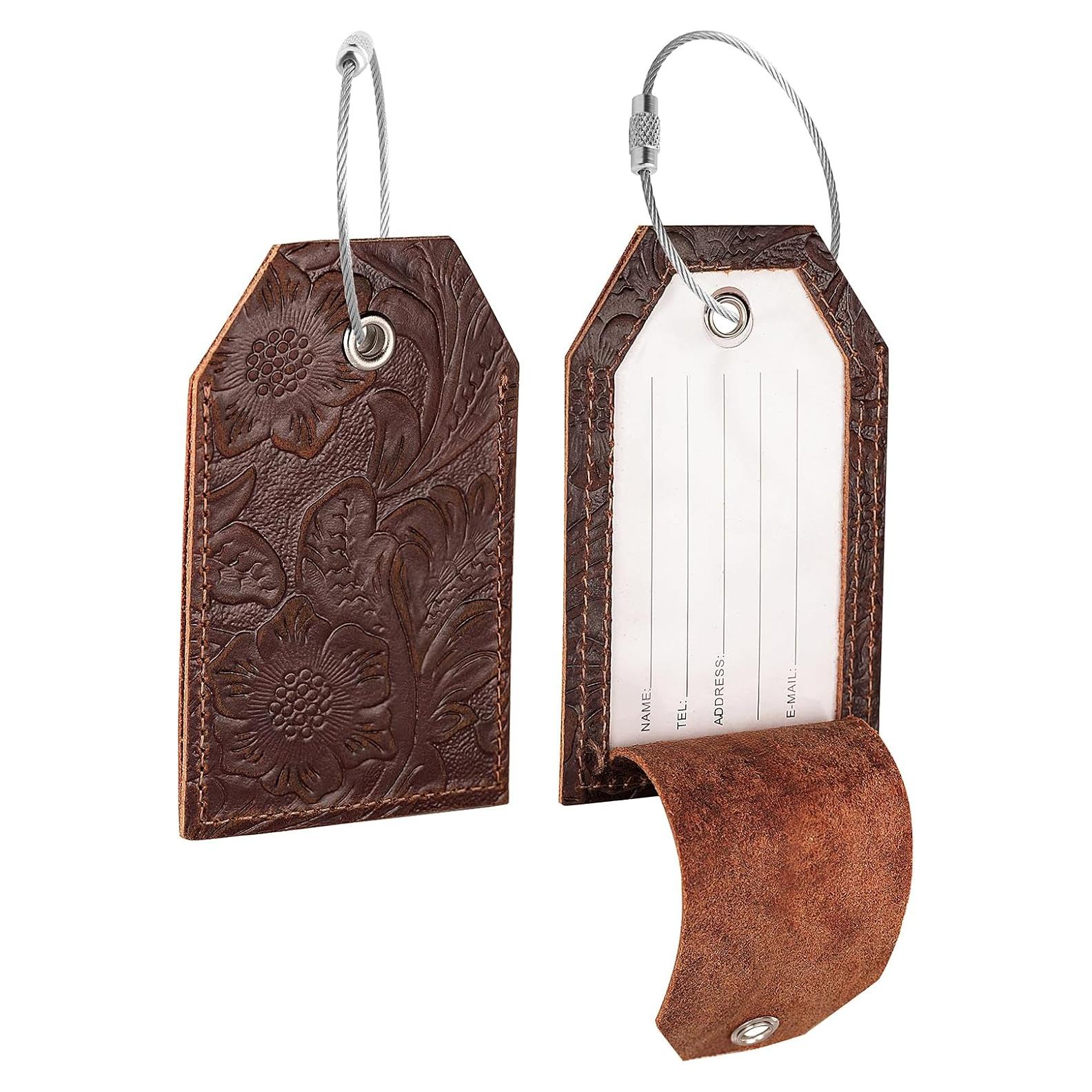 Juego de 2 Etiquetas de Equipaje de Cuero AGBIADD con Privacidad