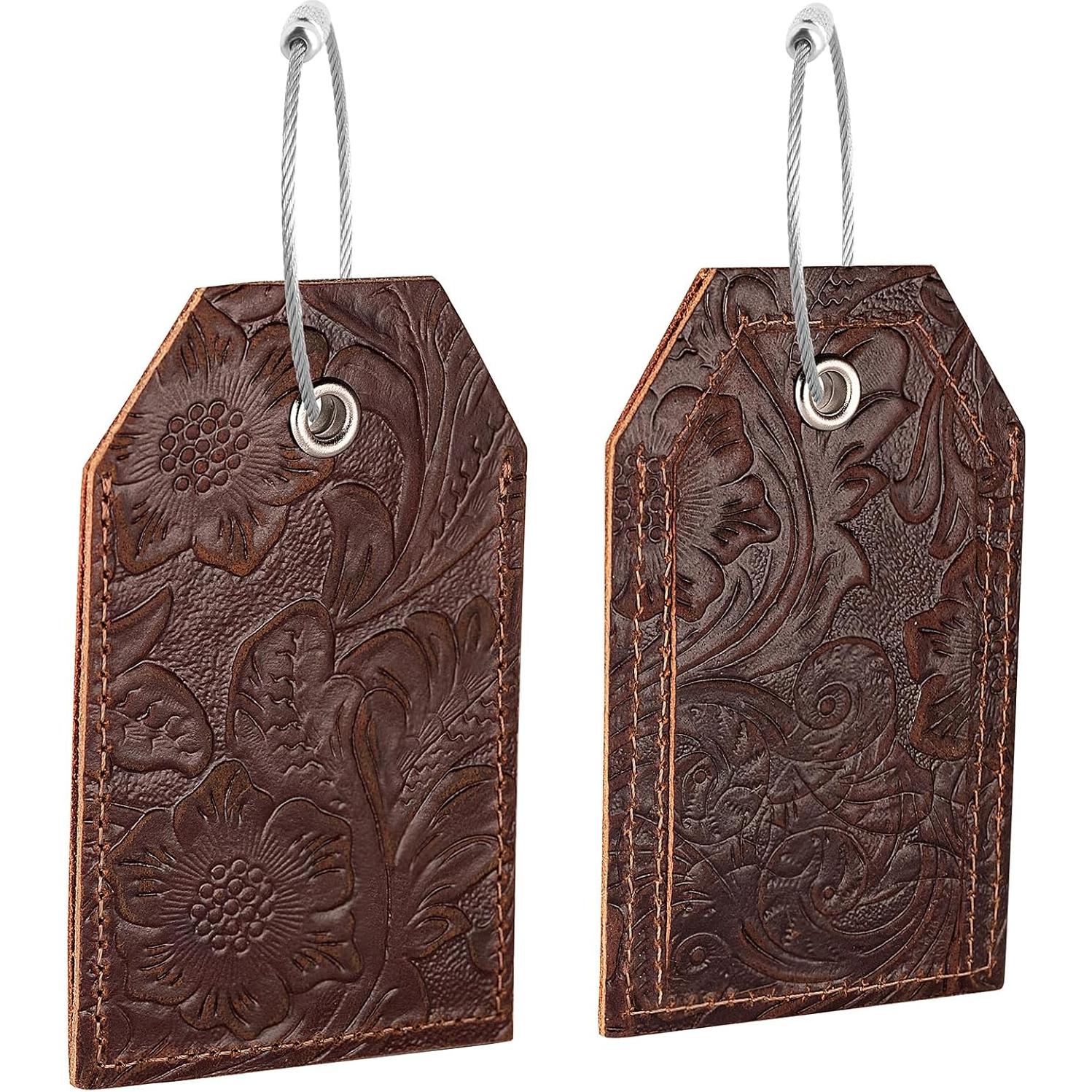 Juego de 2 Etiquetas de Equipaje de Cuero AGBIADD con Privacidad