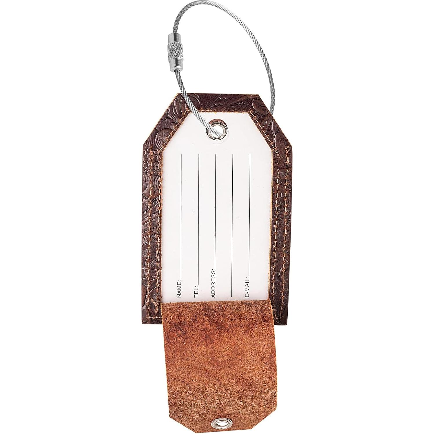 Juego de 2 Etiquetas de Equipaje de Cuero AGBIADD con Privacidad