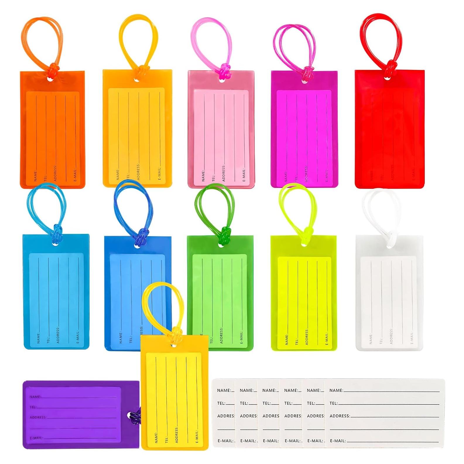 Etiquetas de Equipaje Mziart 12 Piezas PVC Coloridas
