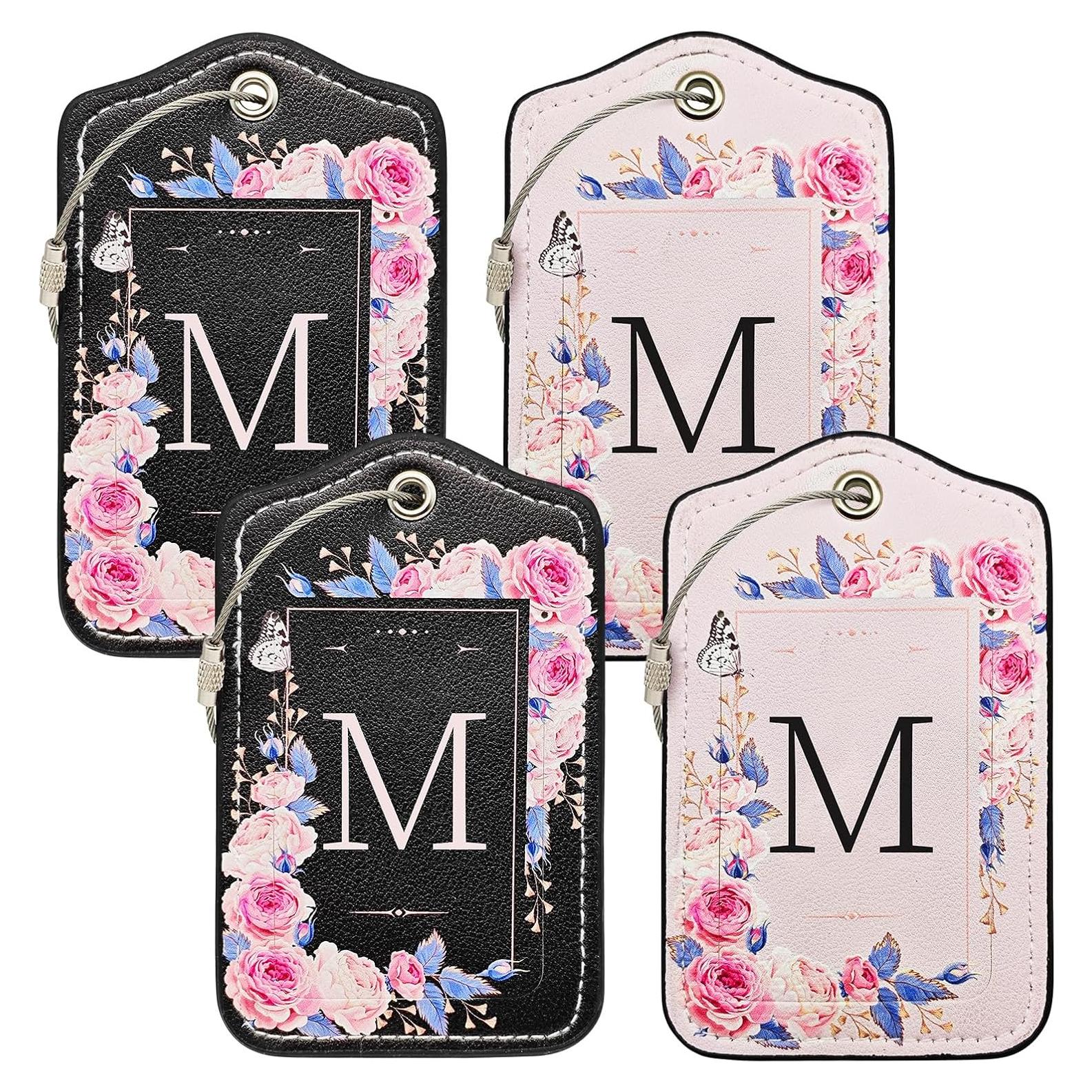 Etiquetas de Equipaje Maetrin 4 Pack Cuero PU Letra M