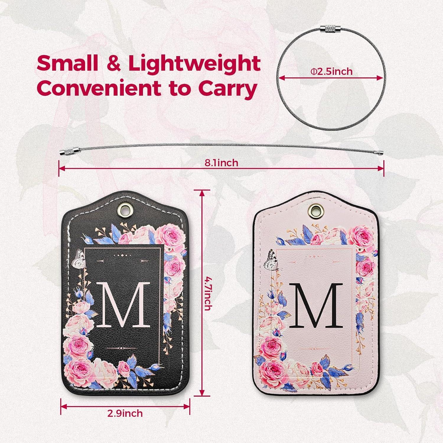 Etiquetas de Equipaje Maetrin 4 Pack Cuero PU Letra M