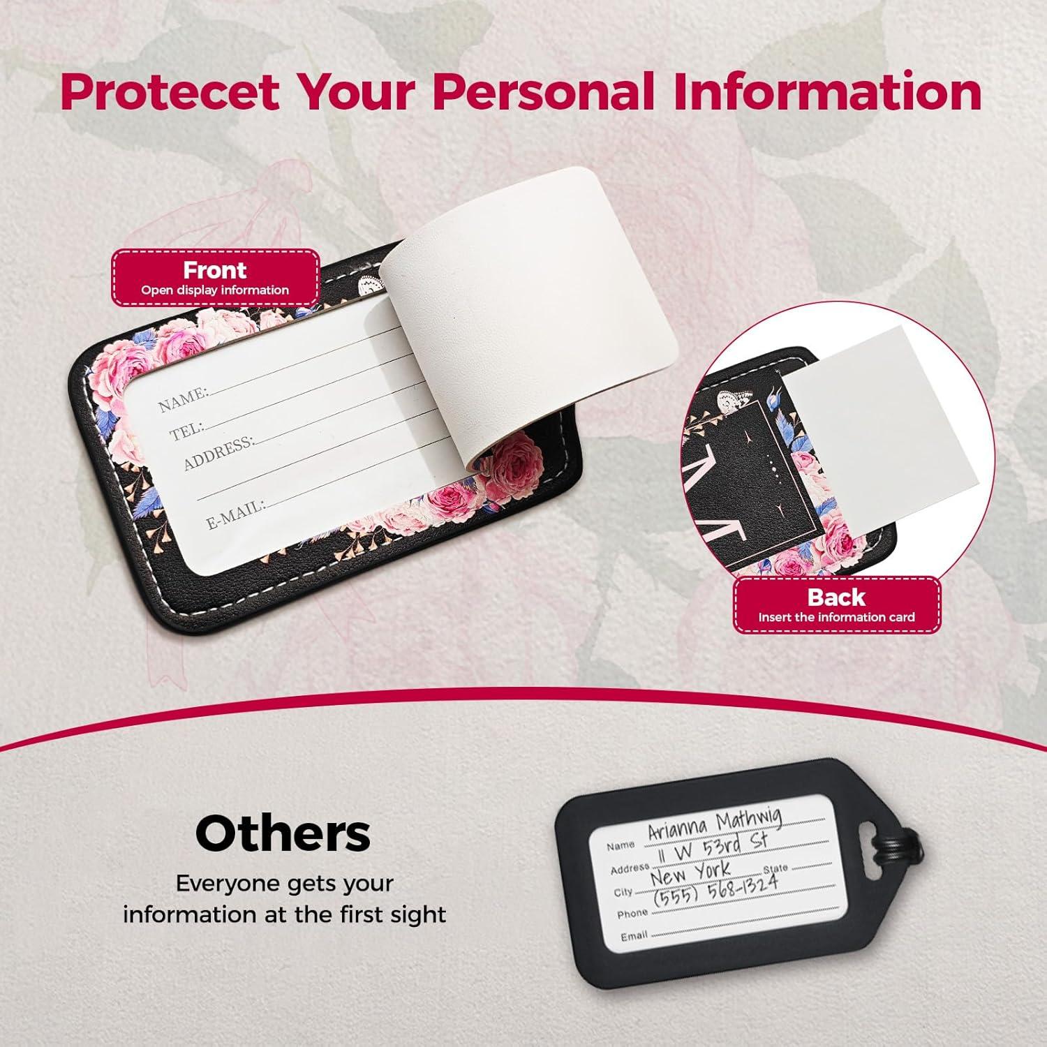 Etiquetas de Equipaje Maetrin 4 Pack Cuero PU Letra M