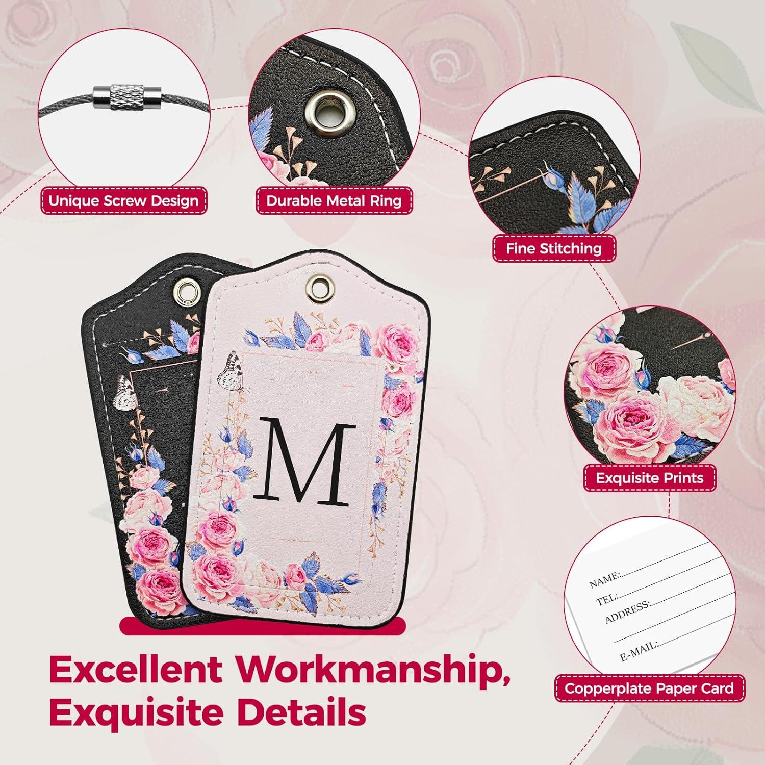 Etiquetas de Equipaje Maetrin 4 Pack Cuero PU Letra M