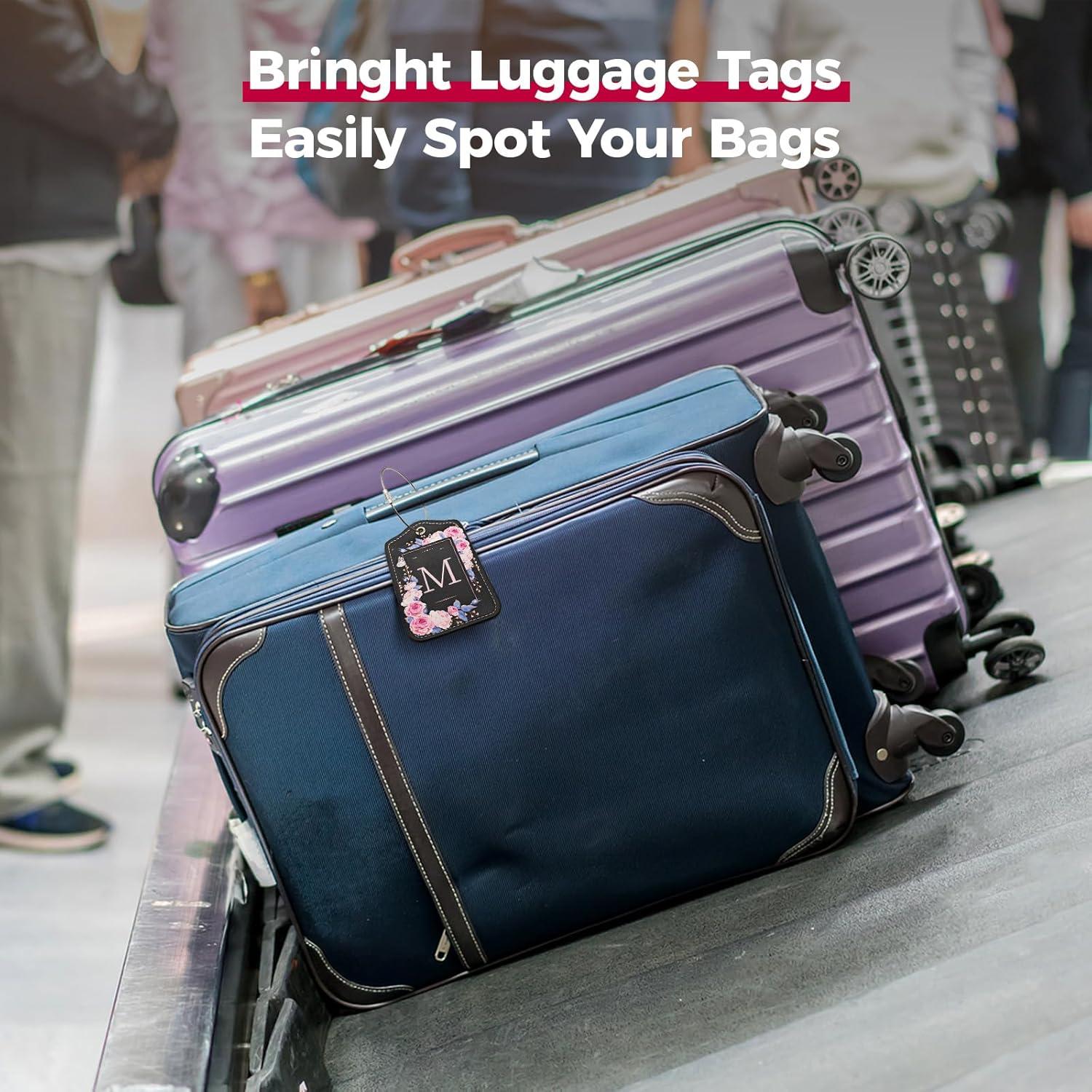 Etiquetas de Equipaje Maetrin 4 Pack Cuero PU Letra M