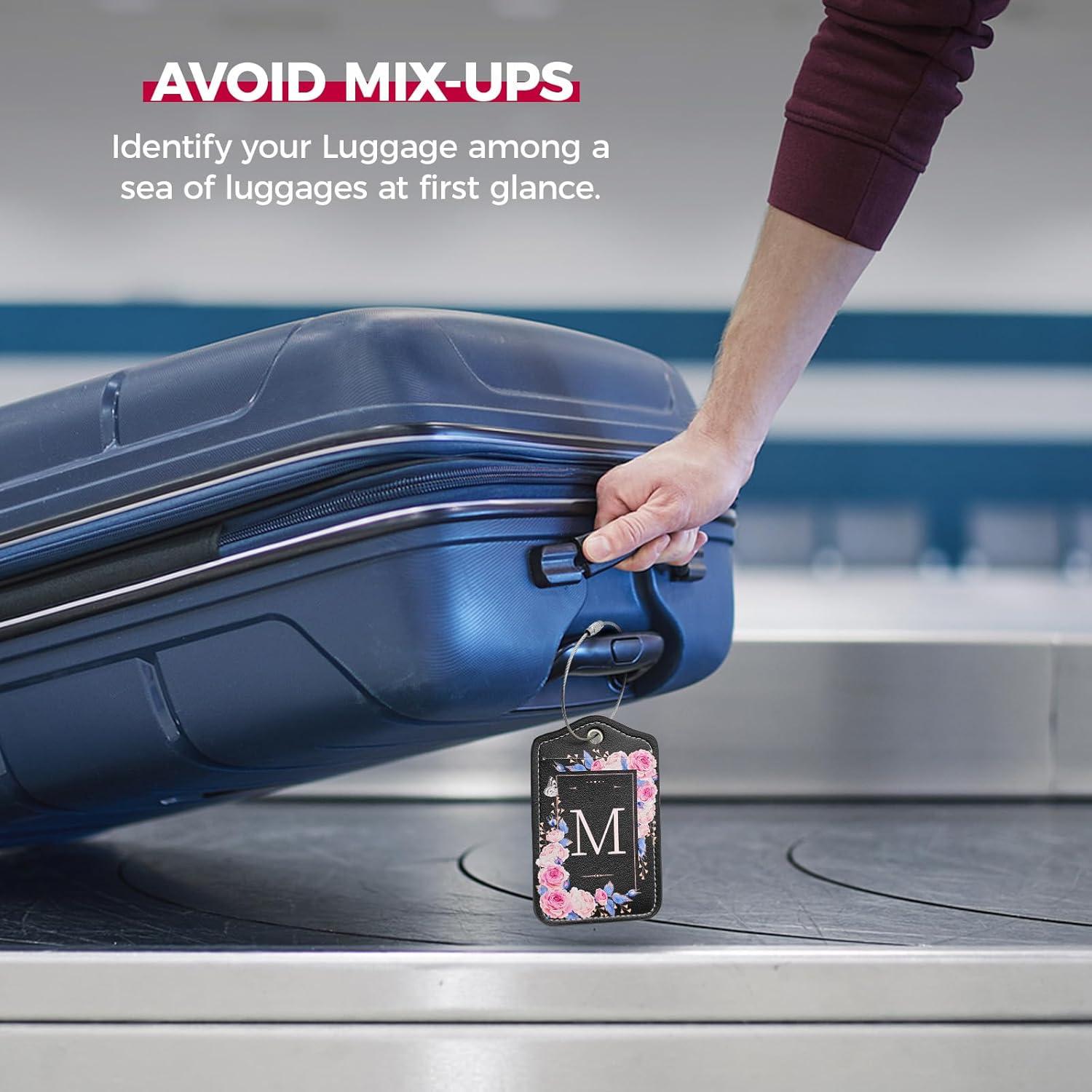 Etiquetas de Equipaje Maetrin 4 Pack Cuero PU Letra M