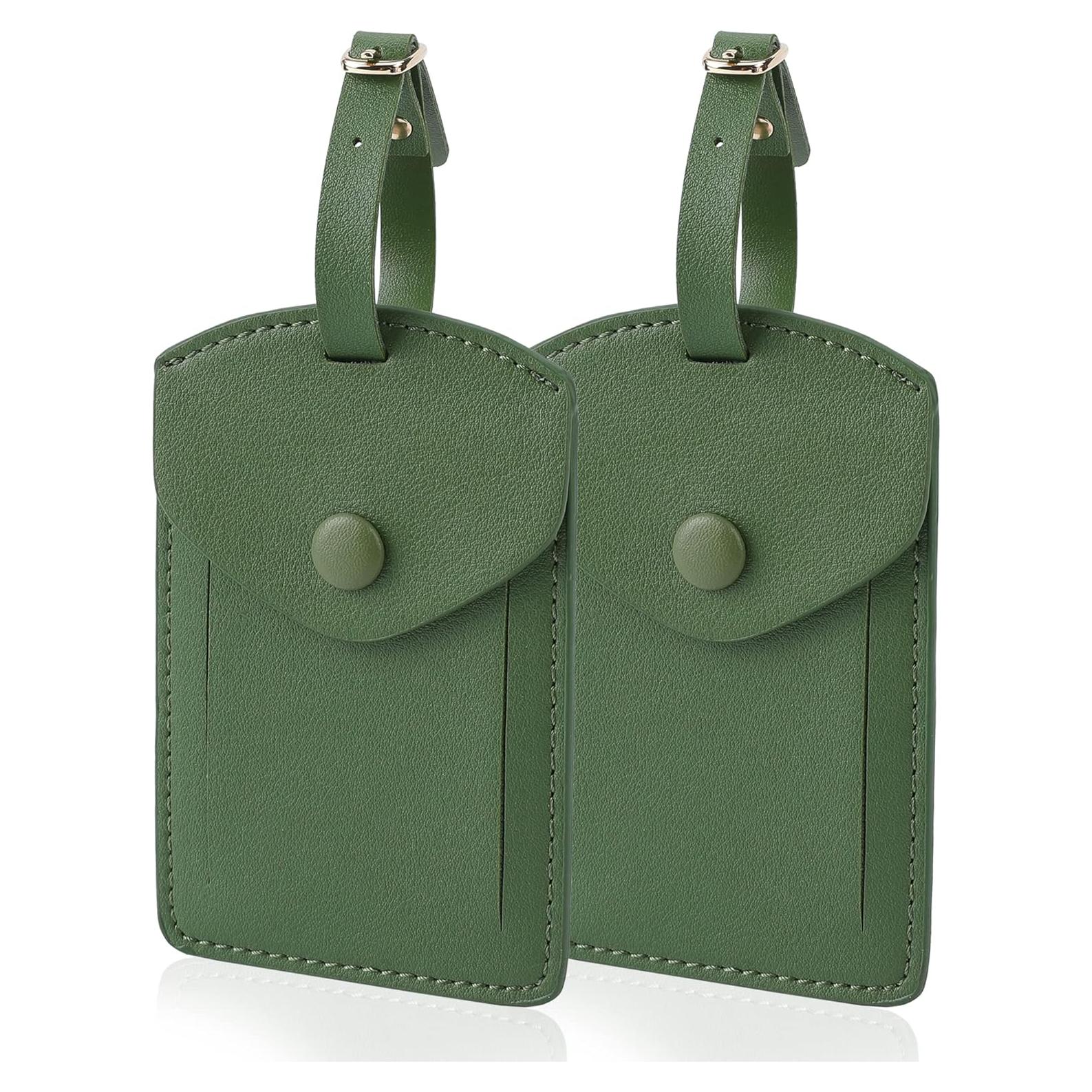 Etiquetas de Equipaje de Cuero Sintético VANTOO - 2 PZS Verde