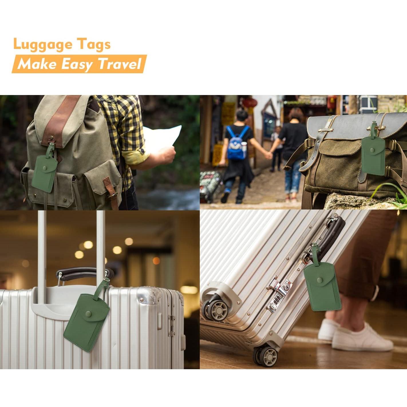 Etiquetas de Equipaje de Cuero Sintético VANTOO - 2 PZS Verde