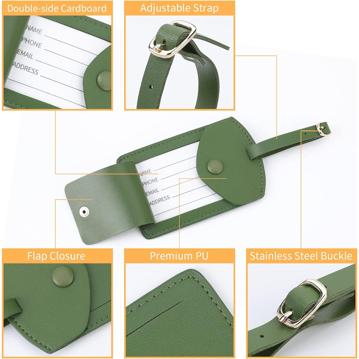 Etiquetas de Equipaje de Cuero Sintético VANTOO - 2 PZS Verde