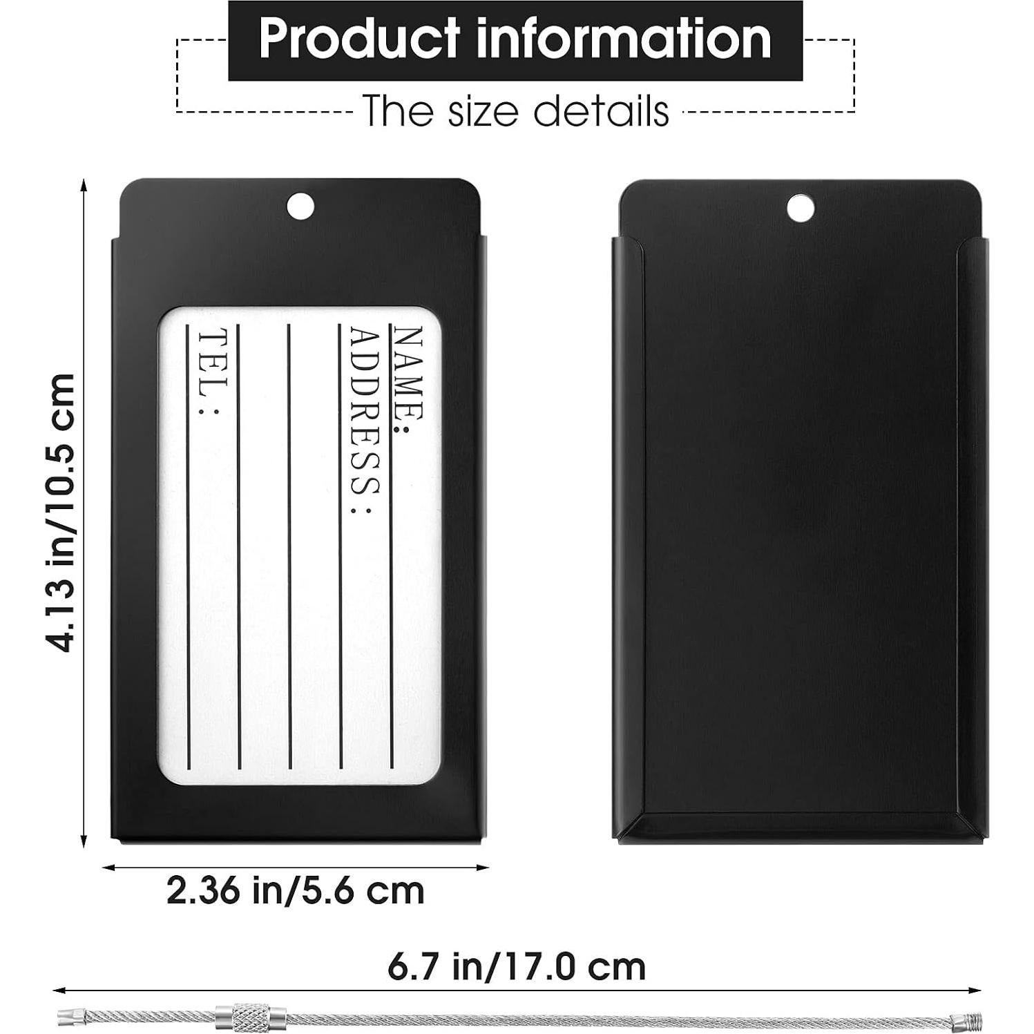 8 Etiquetas de Equipaje de Aluminio Xuniea con Soporte ID