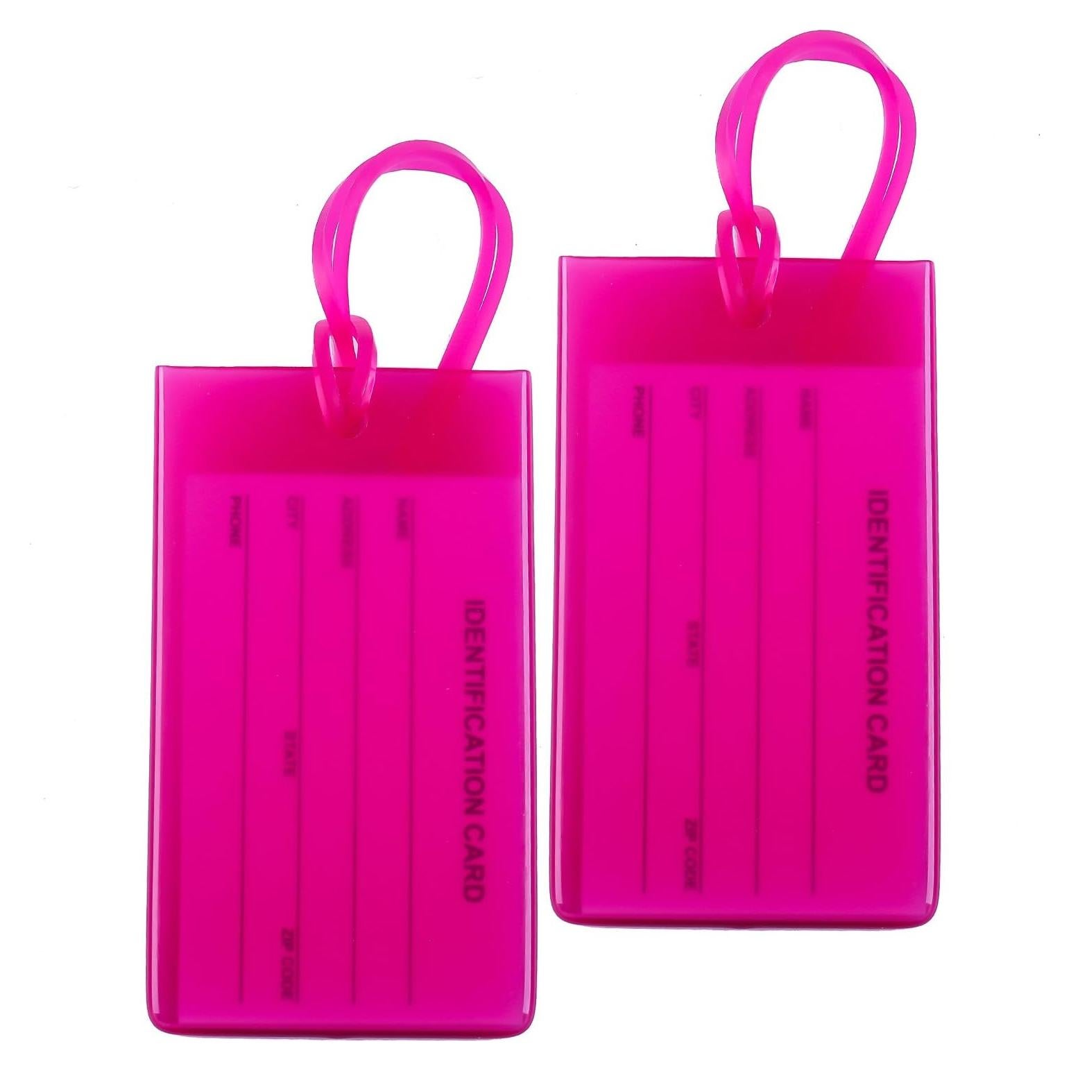 Etiquetas de Equipaje AI-DEE - 2 Paquete Rosa - PVC Flexible