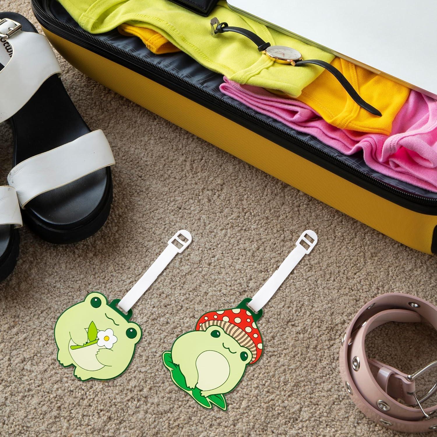 Etiquetas de Equipaje de Silicona BkeeCten Rana Kawaii 2pcs