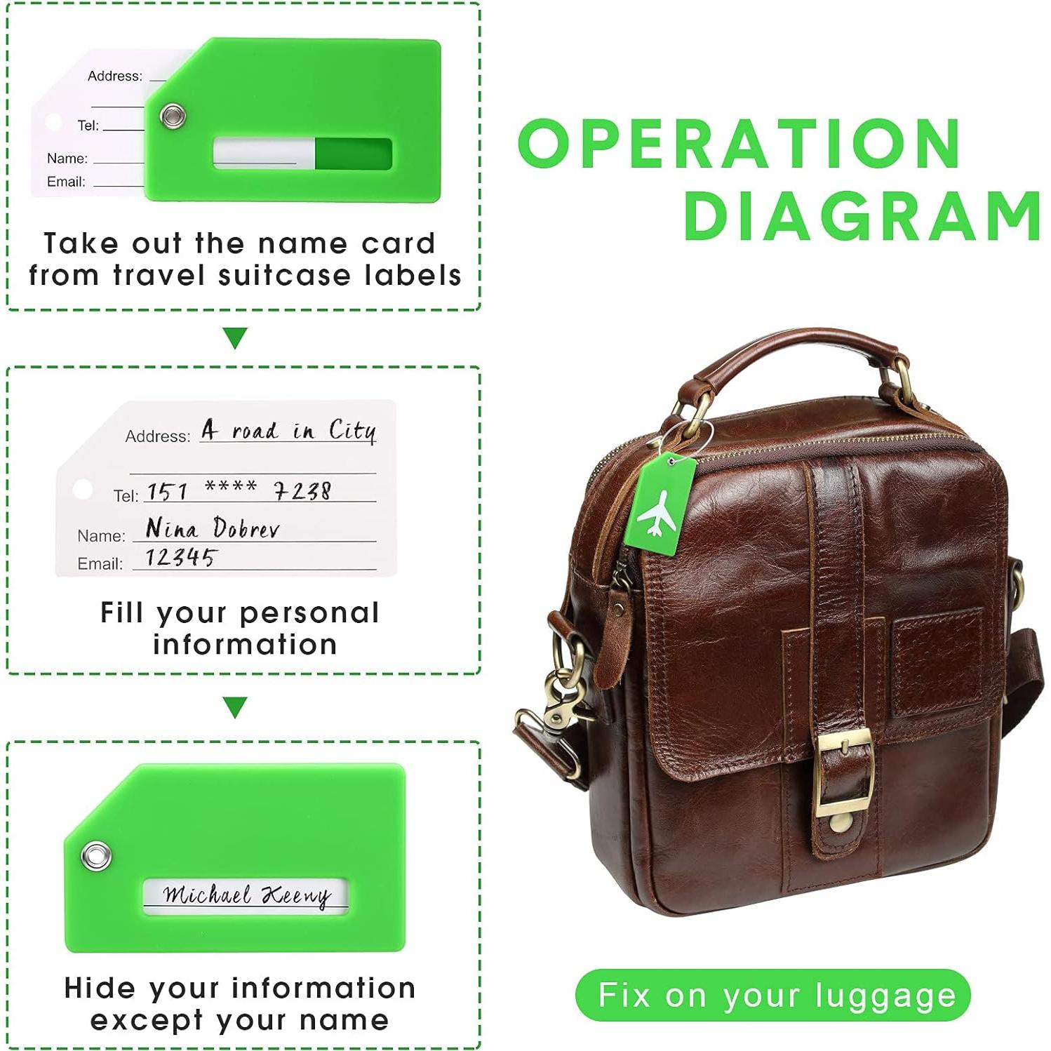 Etiquetas de Silicona para Equipaje Zonon - 8 Piezas Verde