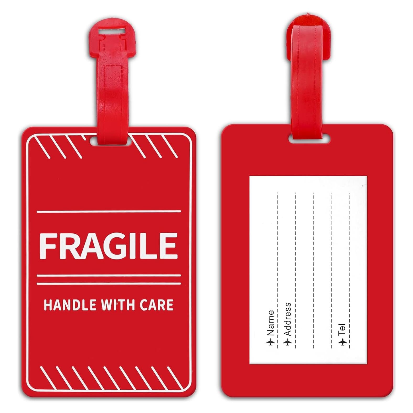 Paquete de 2 Etiquetas de Equipaje Frágil MEDMAX - Rojo