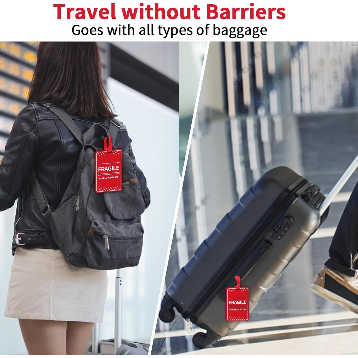 Paquete de 2 Etiquetas de Equipaje Frágil MEDMAX - Rojo