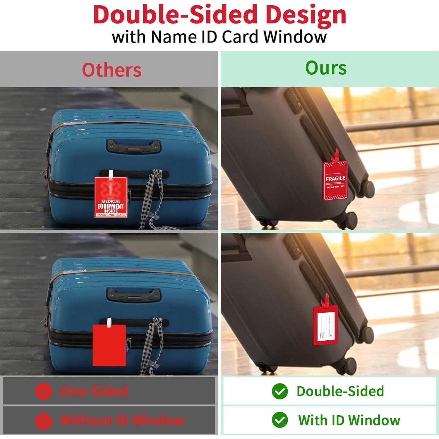 Paquete de 2 Etiquetas de Equipaje Frágil MEDMAX - Rojo