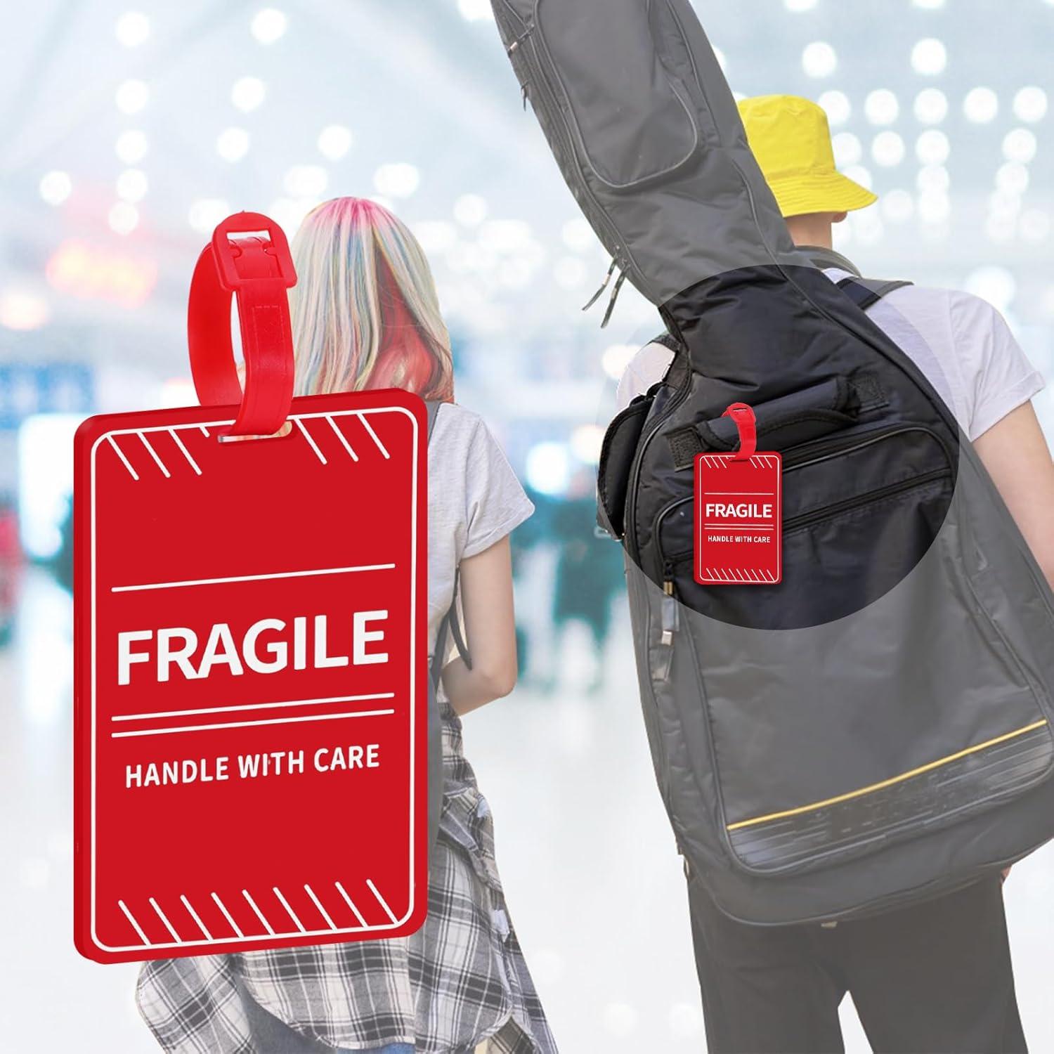 Paquete de 2 Etiquetas de Equipaje Frágil MEDMAX - Rojo