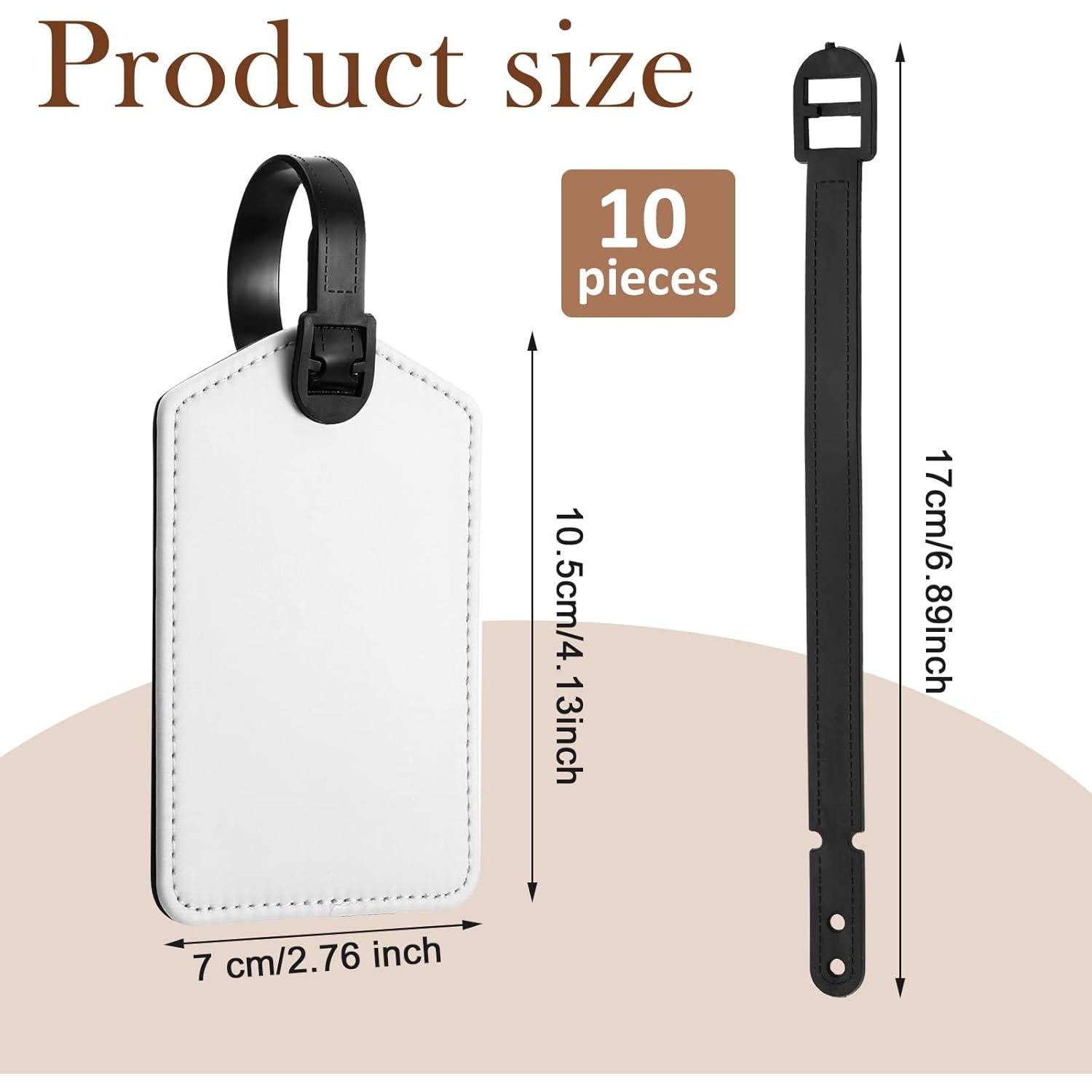 Etiquetas de Equipaje de Sublimación Hillban - 10 Pcs Cuero PU Blanco