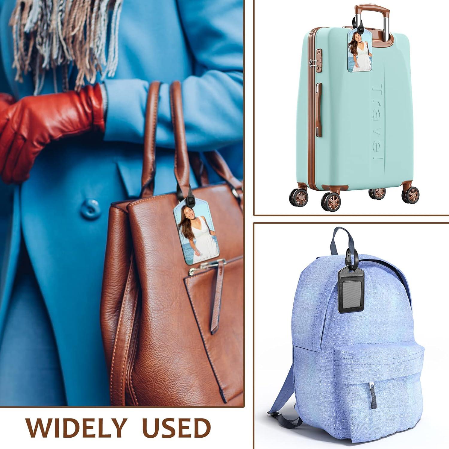 Etiquetas de Equipaje de Sublimación Hillban - 10 Pcs Cuero PU Blanco