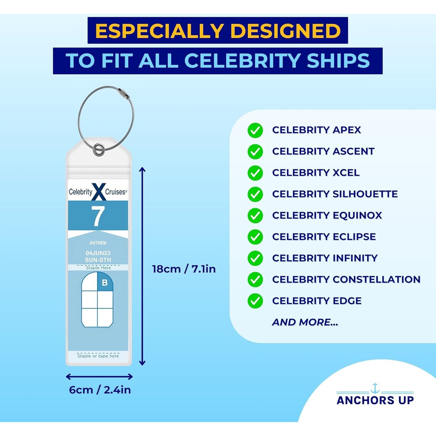 Soportes de Etiquetas de Equipaje Anchors Up - Paquete de 4 - Impermeables