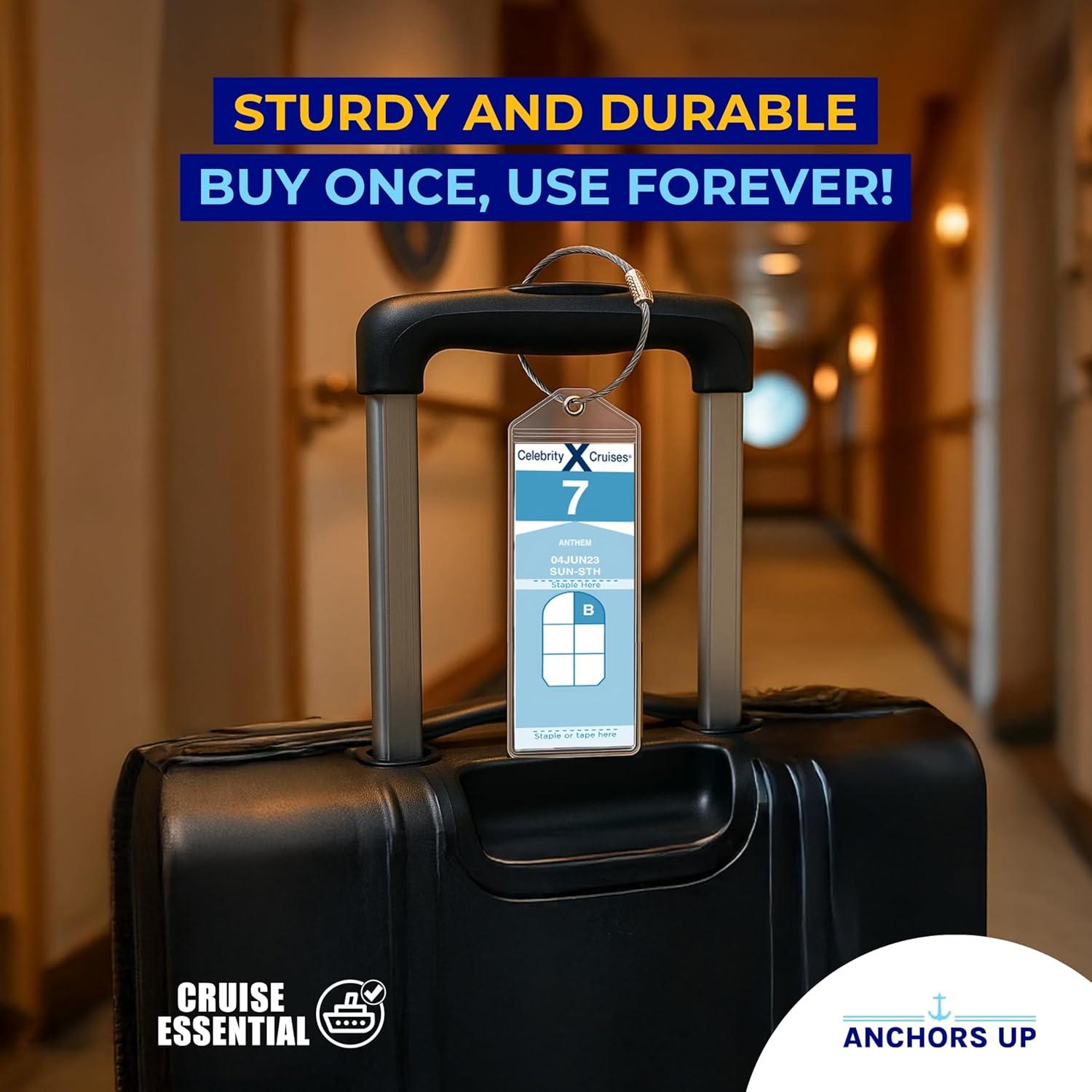 Soportes de Etiquetas de Equipaje Anchors Up - Paquete de 4 - Impermeables