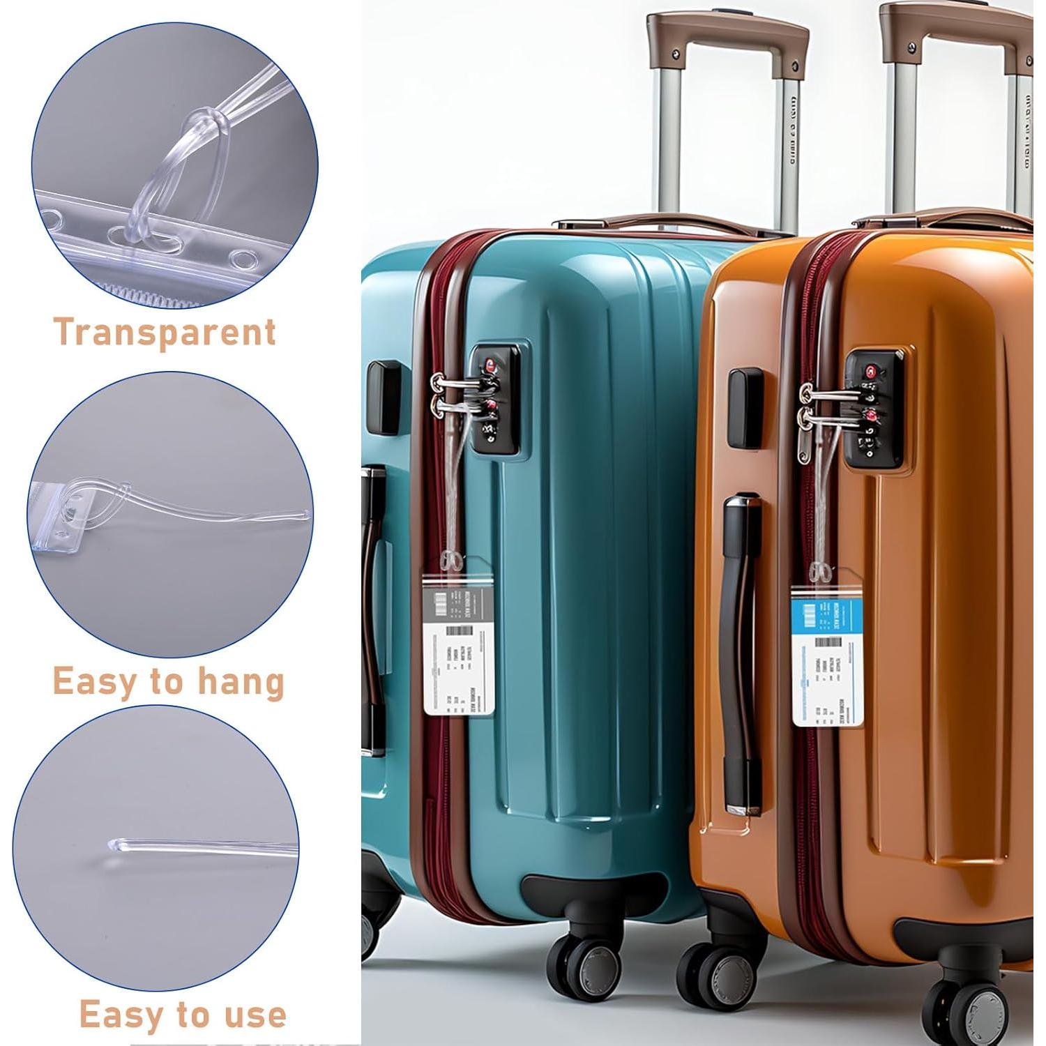 10 Correas de Etiquetas de Equipaje Transparentes SynHHergyx 15 cm