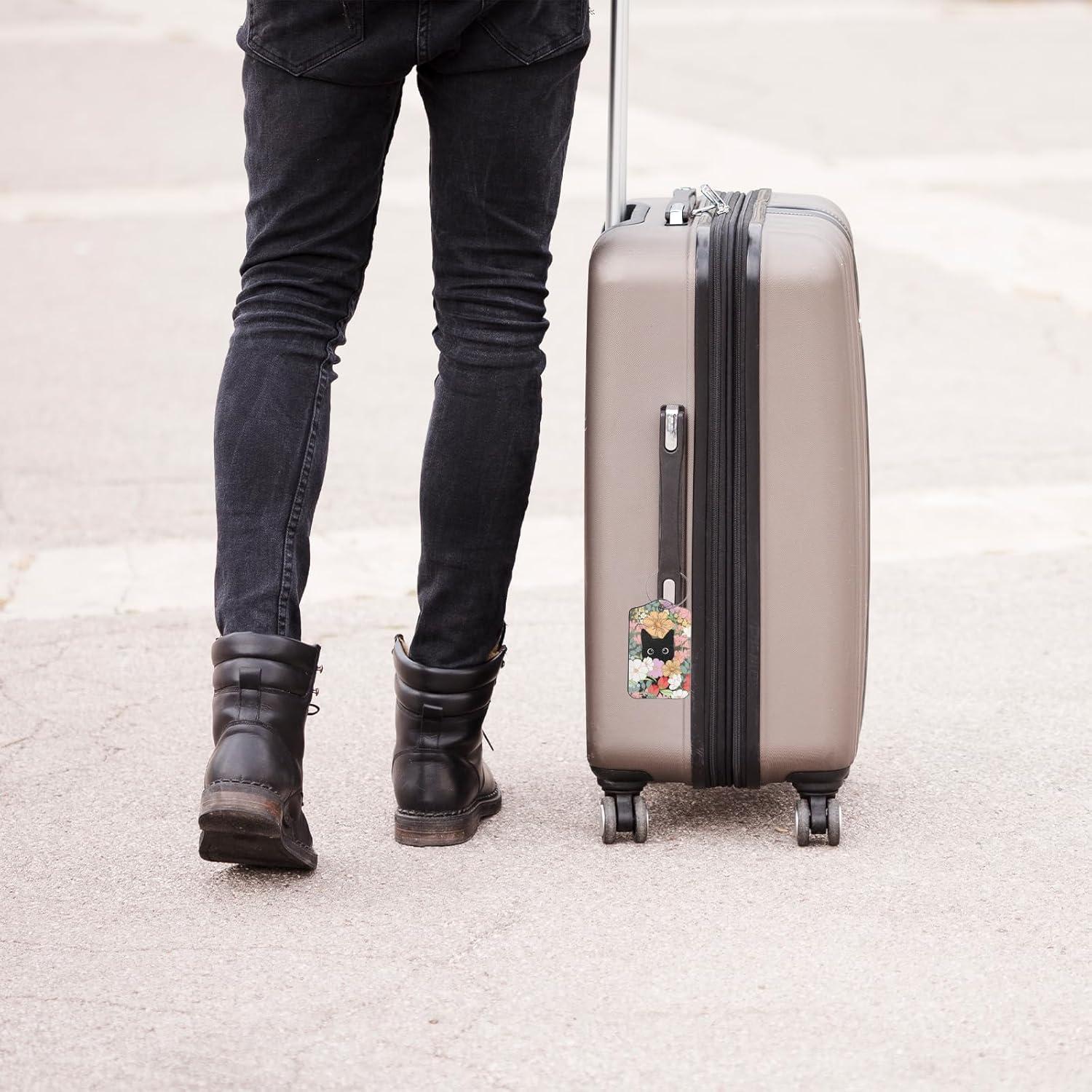 Etiquetas de Equipaje de Gato ElevateTech - 2 Pcs Cuero PU