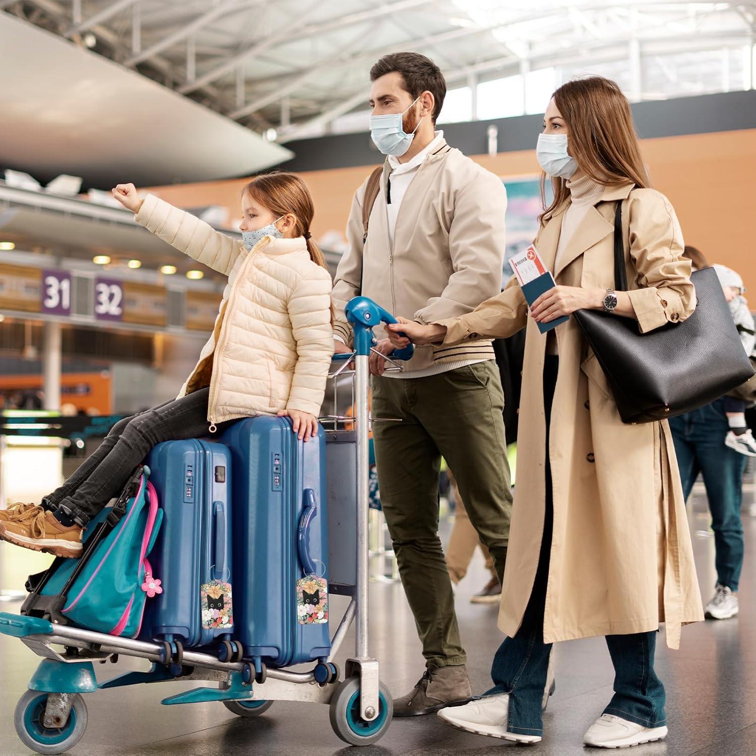 Etiquetas de Equipaje de Gato ElevateTech - 2 Pcs Cuero PU