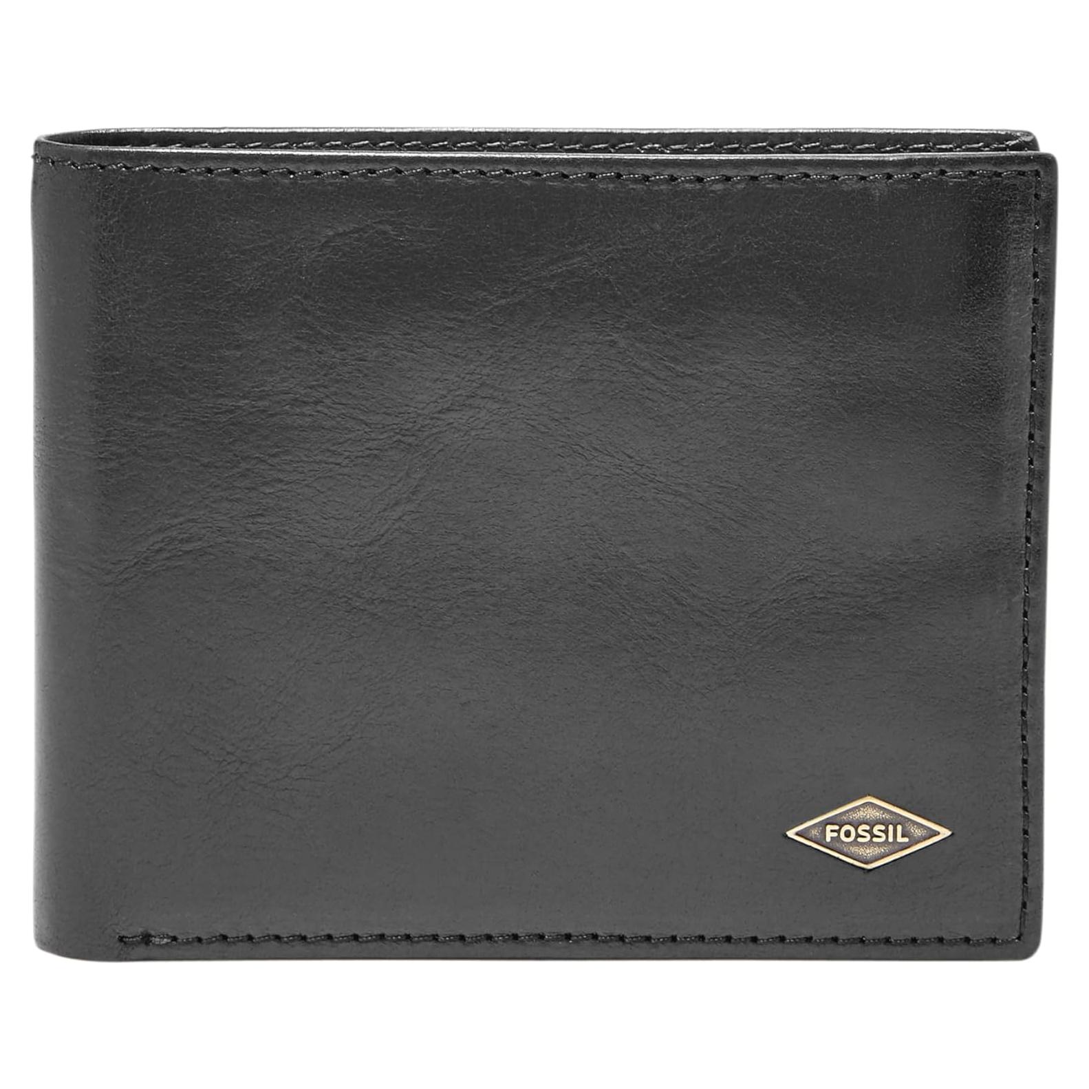 Billetera Bifold de Cuero Negro con Bloqueo RFID Fossil Ryan