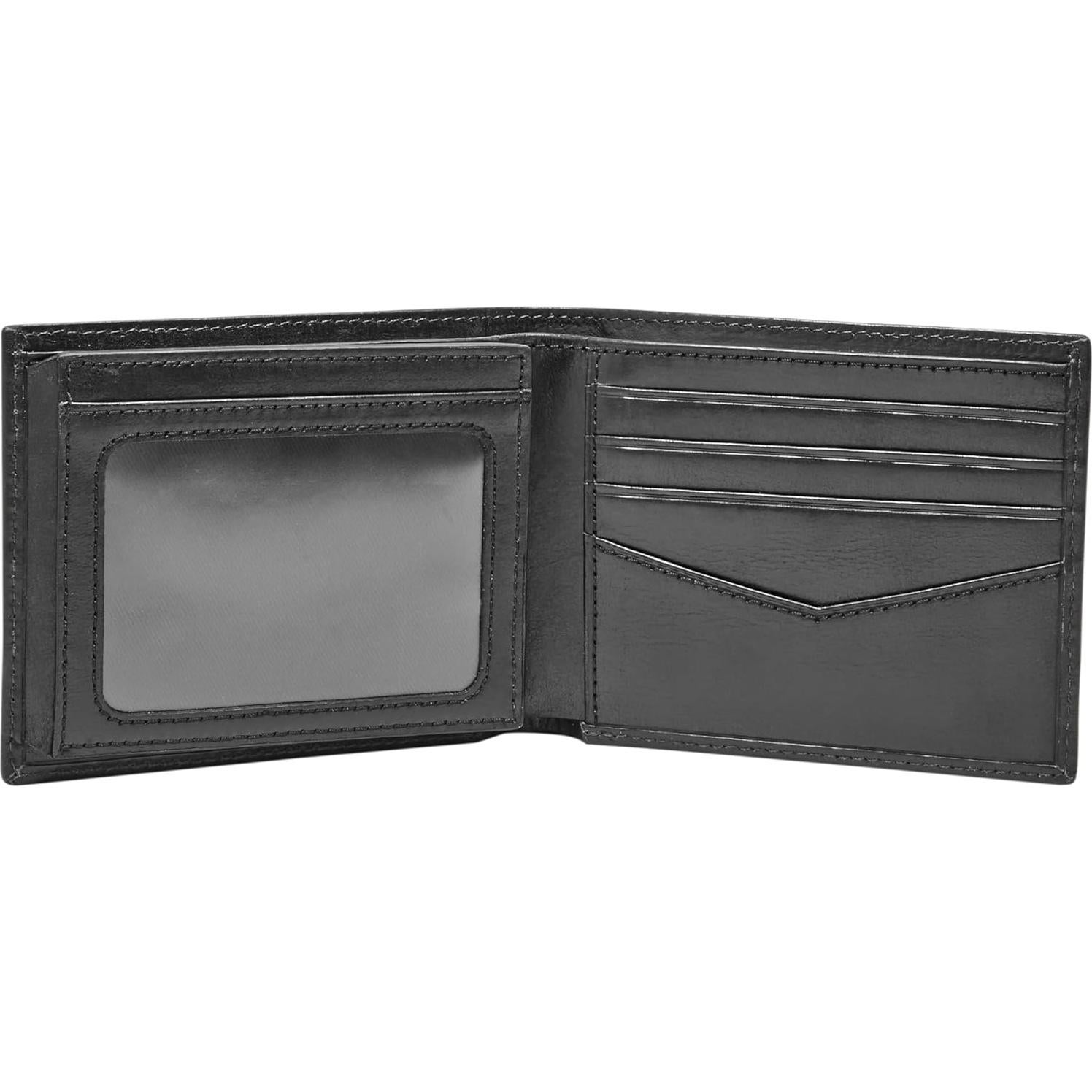 Billetera Bifold de Cuero Negro con Bloqueo RFID Fossil Ryan
