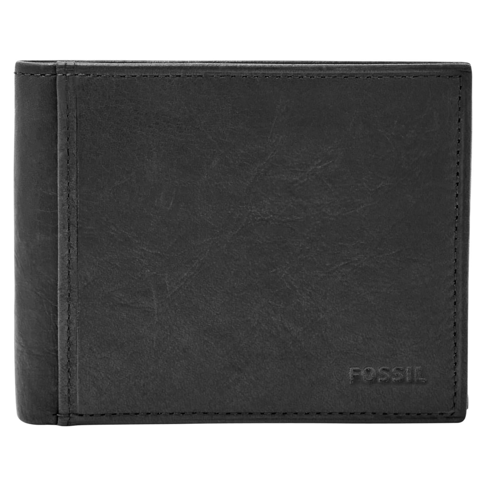 Billetera Bifold de Cuero Fossil Ingram con Bloqueo RFID - Negro