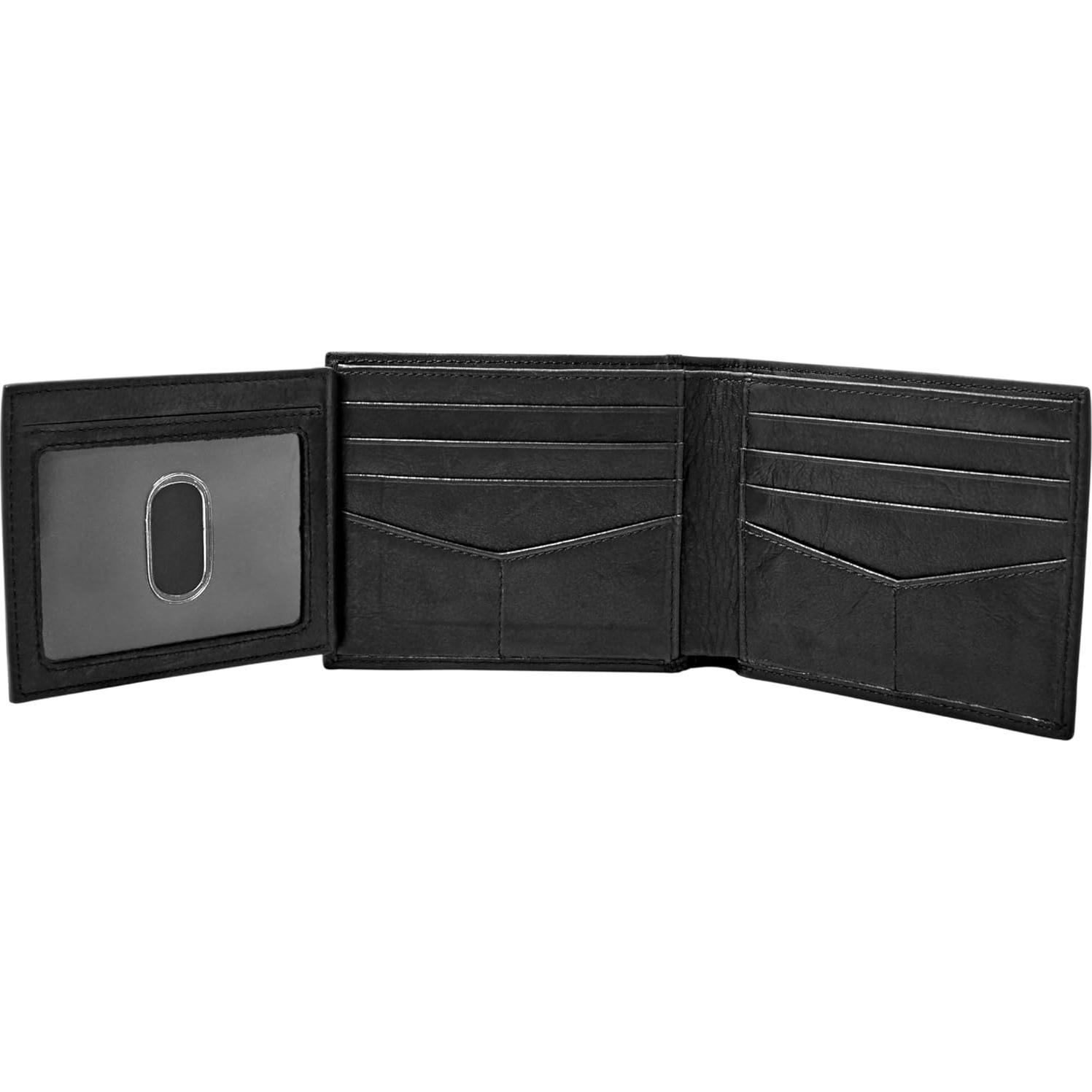 Billetera Bifold de Cuero Fossil Ingram con Bloqueo RFID - Negro