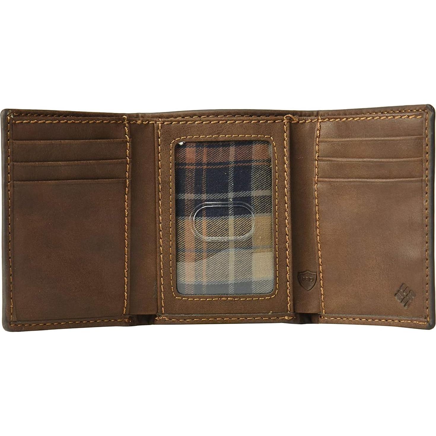 Billetera Trifold RFID Hombre Columbia Marrón Casual
